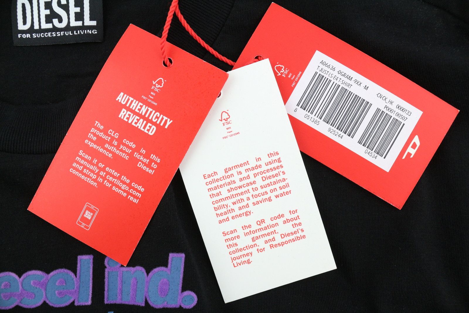 Diesel T-JUST-LS-E4 M Black Tricot Printed T-Shirt 41000 Size US M / EU 48-50 / 2 - 6 Thumbnail