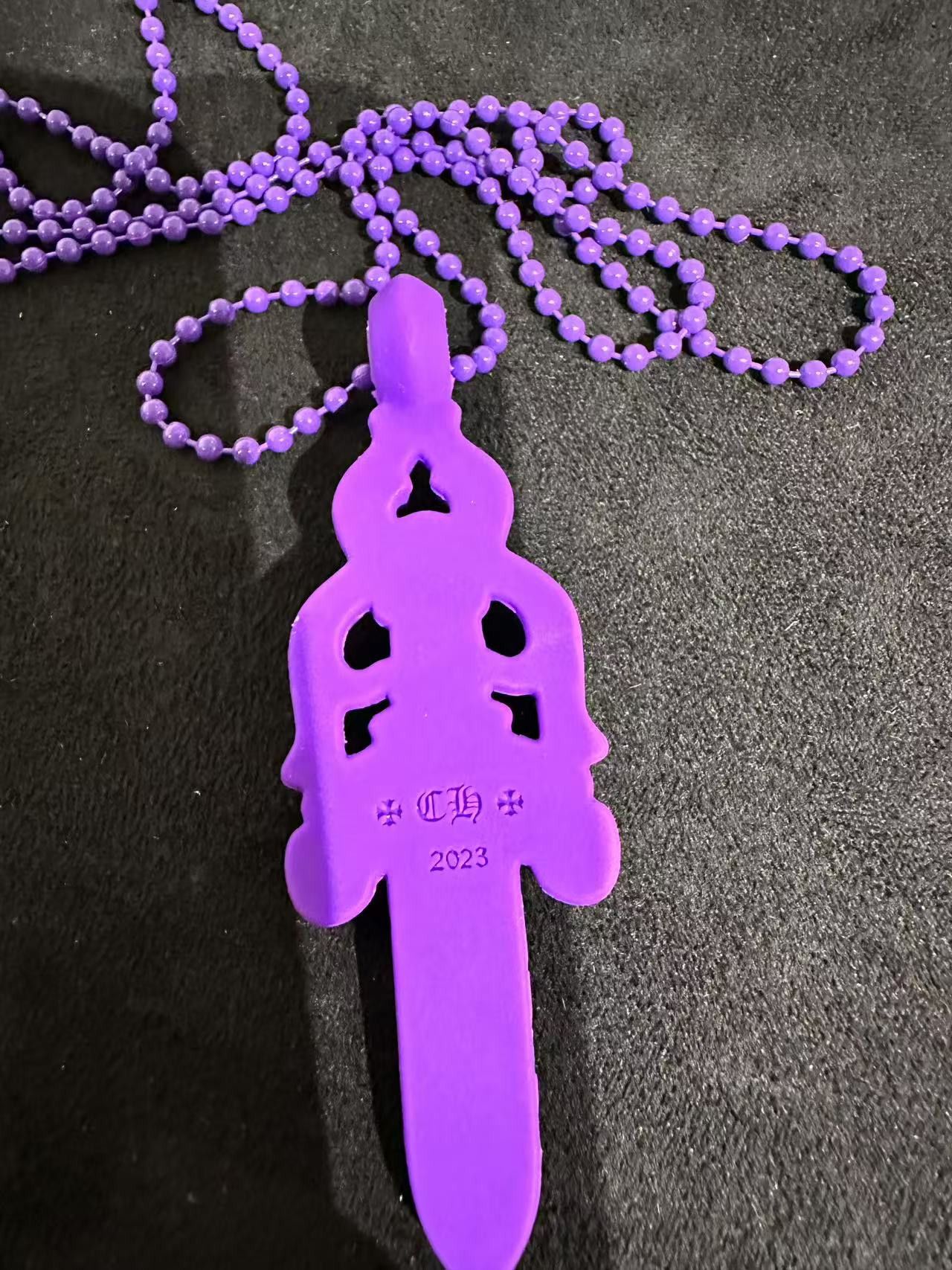 Chrome Hearts Chrome Hearts Resin Purple Dagger Pendant Necklace Size ONE SIZE - 4 Thumbnail