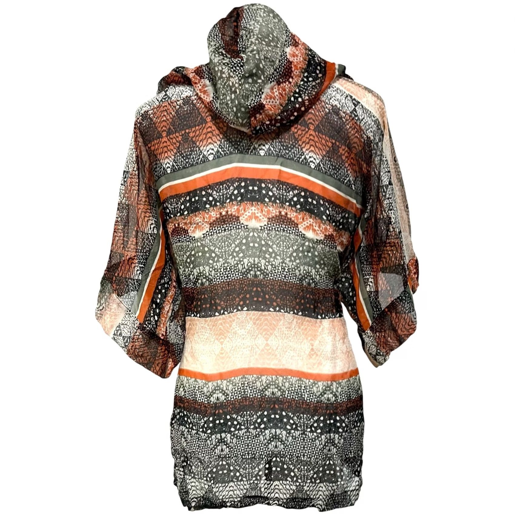 Anthropologie Daughters of the Revolution Anthropologie Blouse Shirt Silk 100% Sheer Top Cardigan Hooded Sz L Womens Multicolor Size L / US 10 / IT 46 - 4 Thumbnail