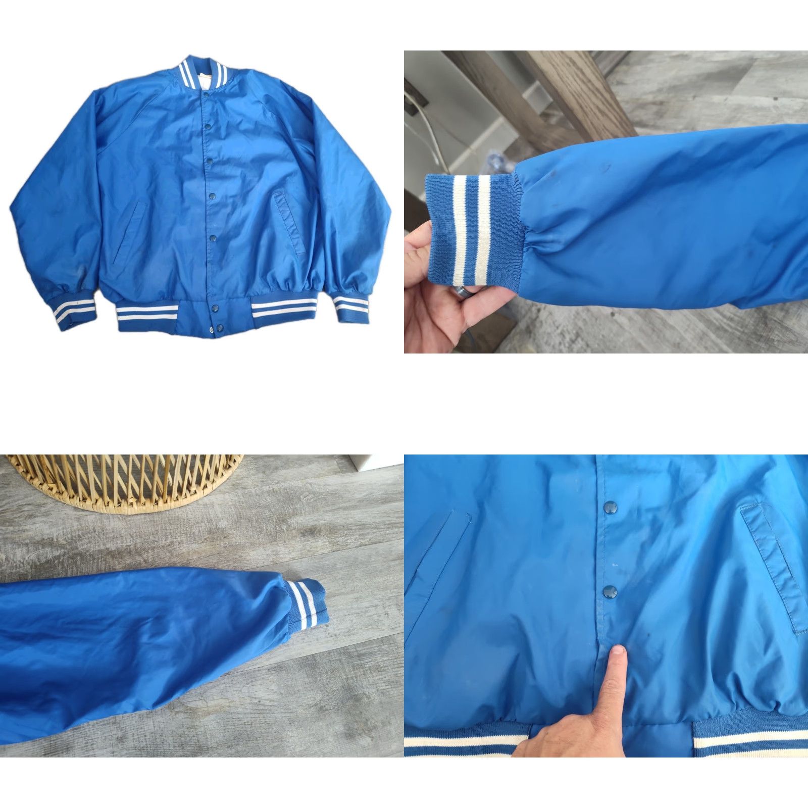 Augusta Sportswear VINTAGE 1987 Michigan ABA BMX Satin Bomber Jacket Men XL Dark Blue 80s Sports Cycling Riding Size US XL / EU 56 / 4 - 8 Thumbnail