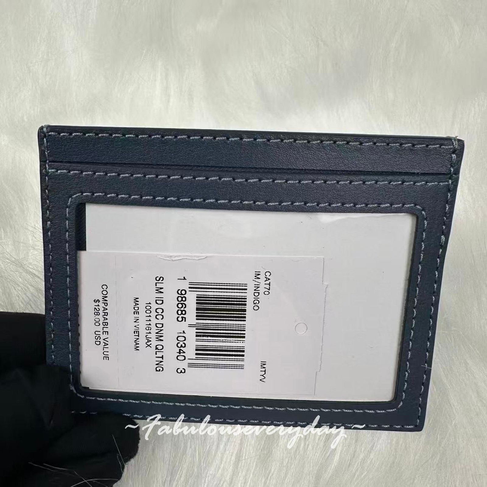 Coach Coach Slim Id Card Case Regenerative Cotton Quilting Denim Size ONE SIZE - 3 Thumbnail
