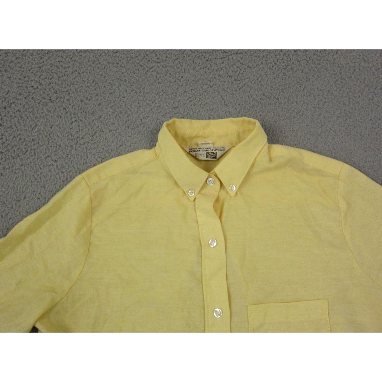 Sears VINTAGE Sears Shirt Teens 12 Yellow Button-Up Short Sleeve Collared 70s 80s Classic Mens Womens Boys Girls Size XL / US 12-14 / IT 48-50 - 2 Thumbnail