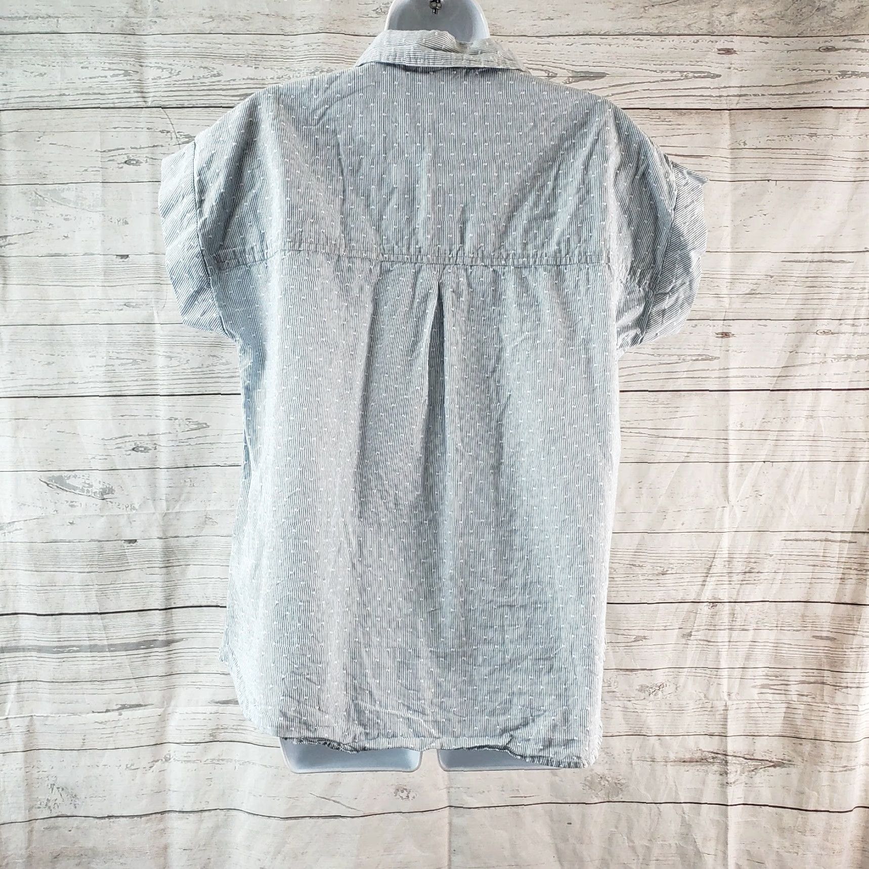 Vintage LOGO Lori Goldstein Womens Button Front Shirt XS Blue Short Sleeve Cotton Size XS / US 0-2 / IT 36-38 - 4 Thumbnail