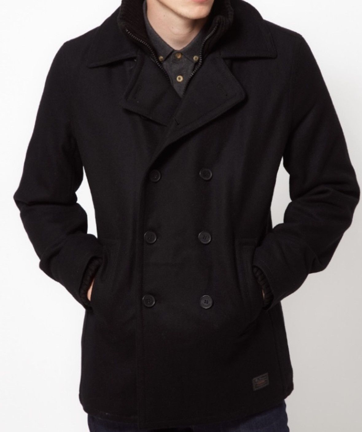 Long Coat Ben Sherman Navy Melton Overcoat Ben Sherman Melton