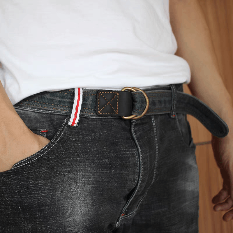 Japanese Brand × Vintage Street double pin buckle design vintage denim belt 47in Size ONE SIZE - 2 Thumbnail