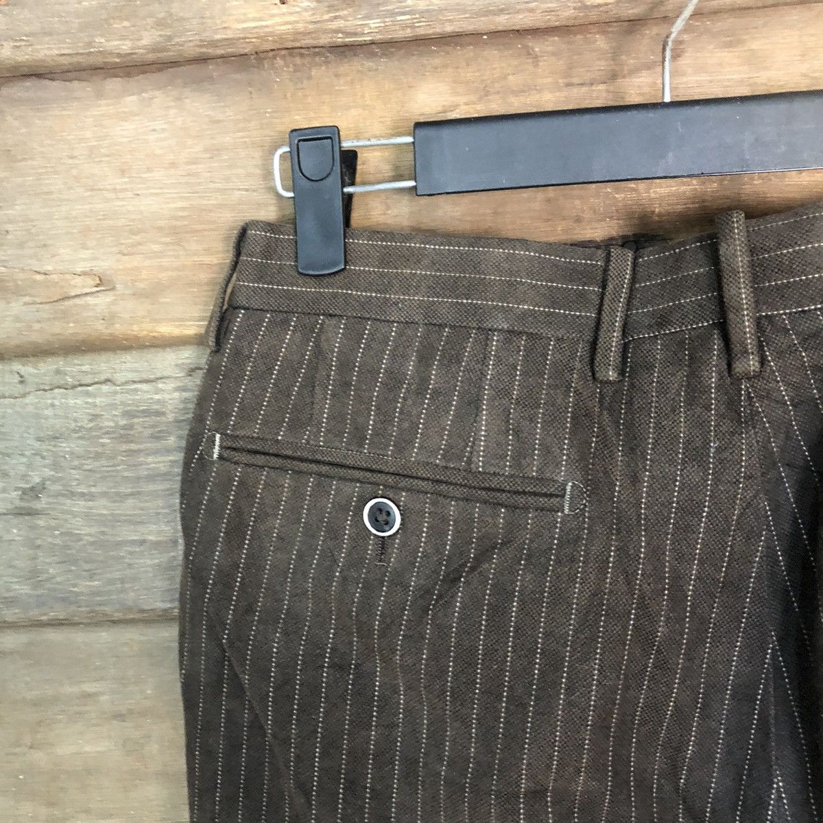 Vintage DL The Suit Company stripe Dark Brown Casual Pants #S2798 Size US 31 - 14 Thumbnail