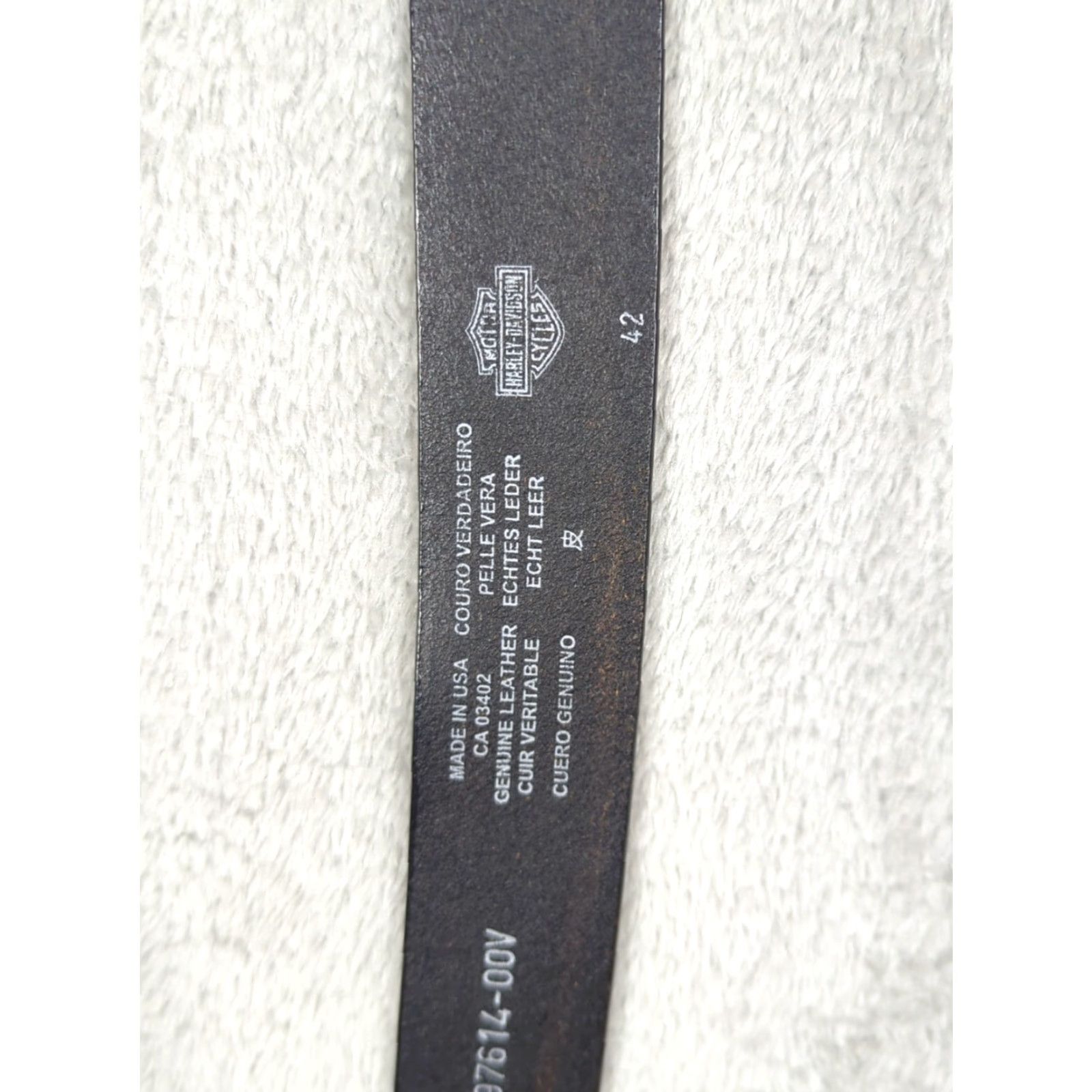 Harley Davidson Harley-Davidson Belt Brown Leather Size 42 USA 2007, Genuine Leather, Buckle Logo, Regular, Men, Biker, Adjustable Size 42 - 3 Thumbnail