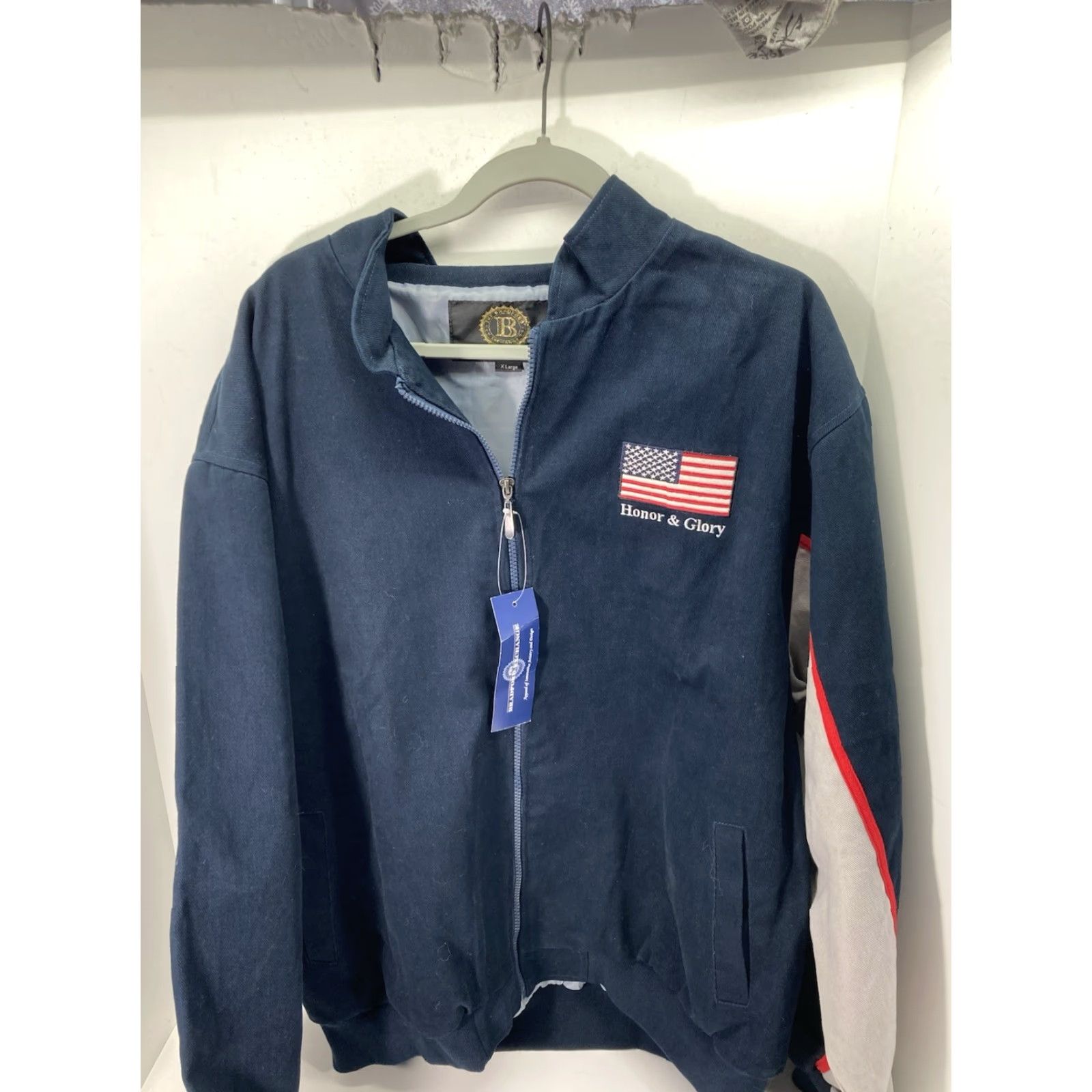 Vintage Bradford Exchange Jacket Men XL Navy Blue Canvas Full Zip Eagle NWT Bomber Shirt Size US XL / EU 56 / 4 - 5 Thumbnail