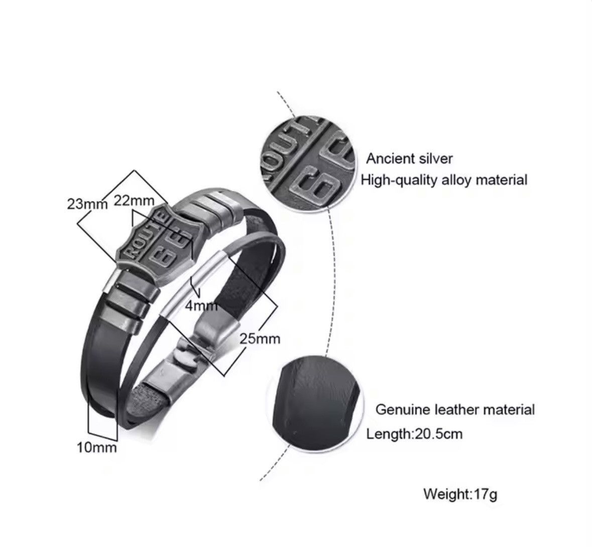Designer Route 66 retro leather bracelet Size ONE SIZE - 6 Thumbnail