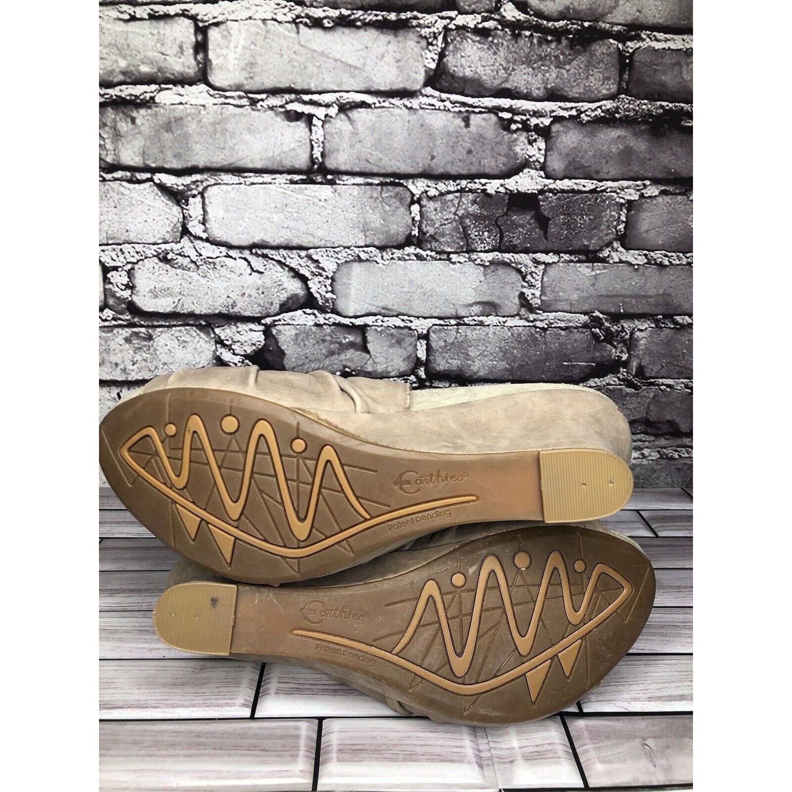 Other Earthies Santo Taupe Suede Leather Ankle Wedge Booties Women Size US 10 / IT 40 - 6 Thumbnail