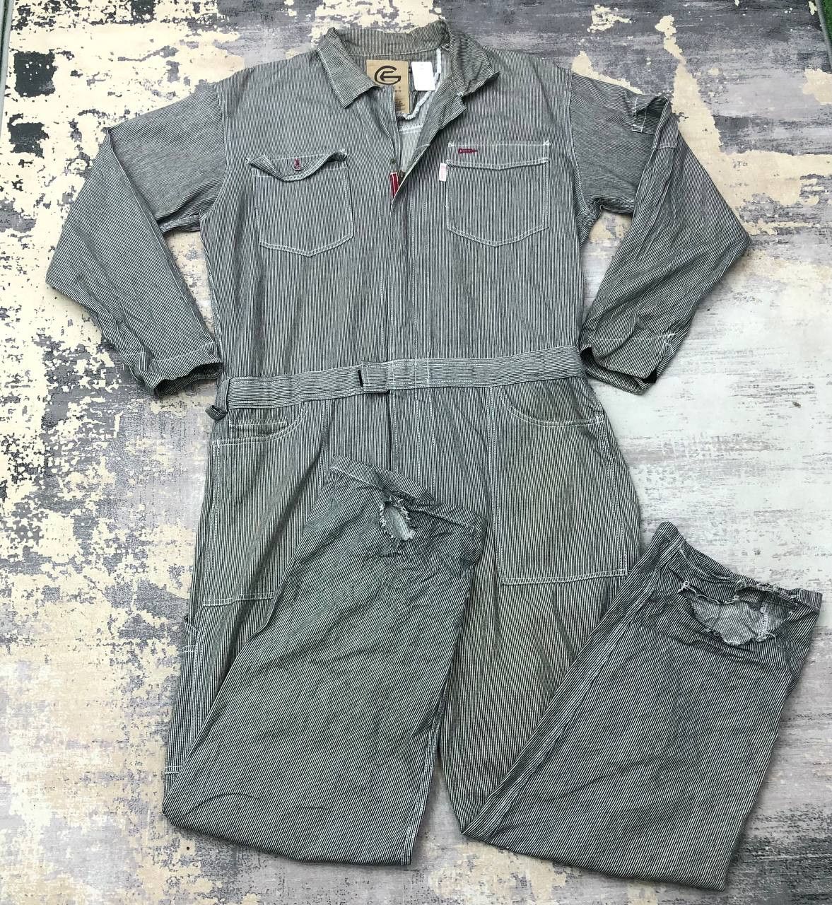 Hysteric Glamour × Japanese Brand P688 RIPPED HICKORY STRIPED GRACE ENGINEER'S COVERALLS Size US XL / EU 56 / 4 - 1 Thumbnail