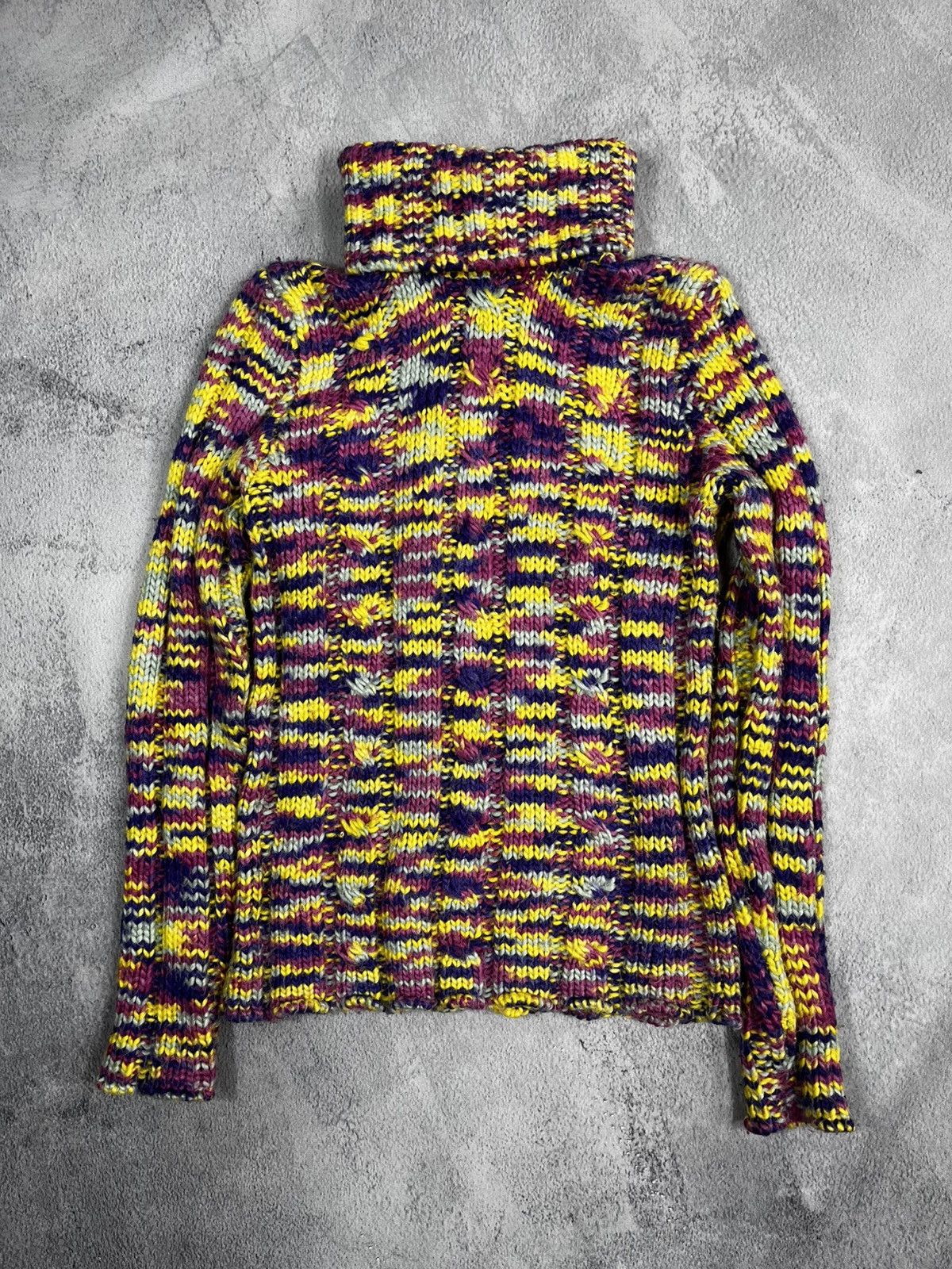 Vintage Vintage Y2K striped streetwear long turtleneck sweater M Size M / US 6-8 / IT 42-44 - 1 Thumbnail