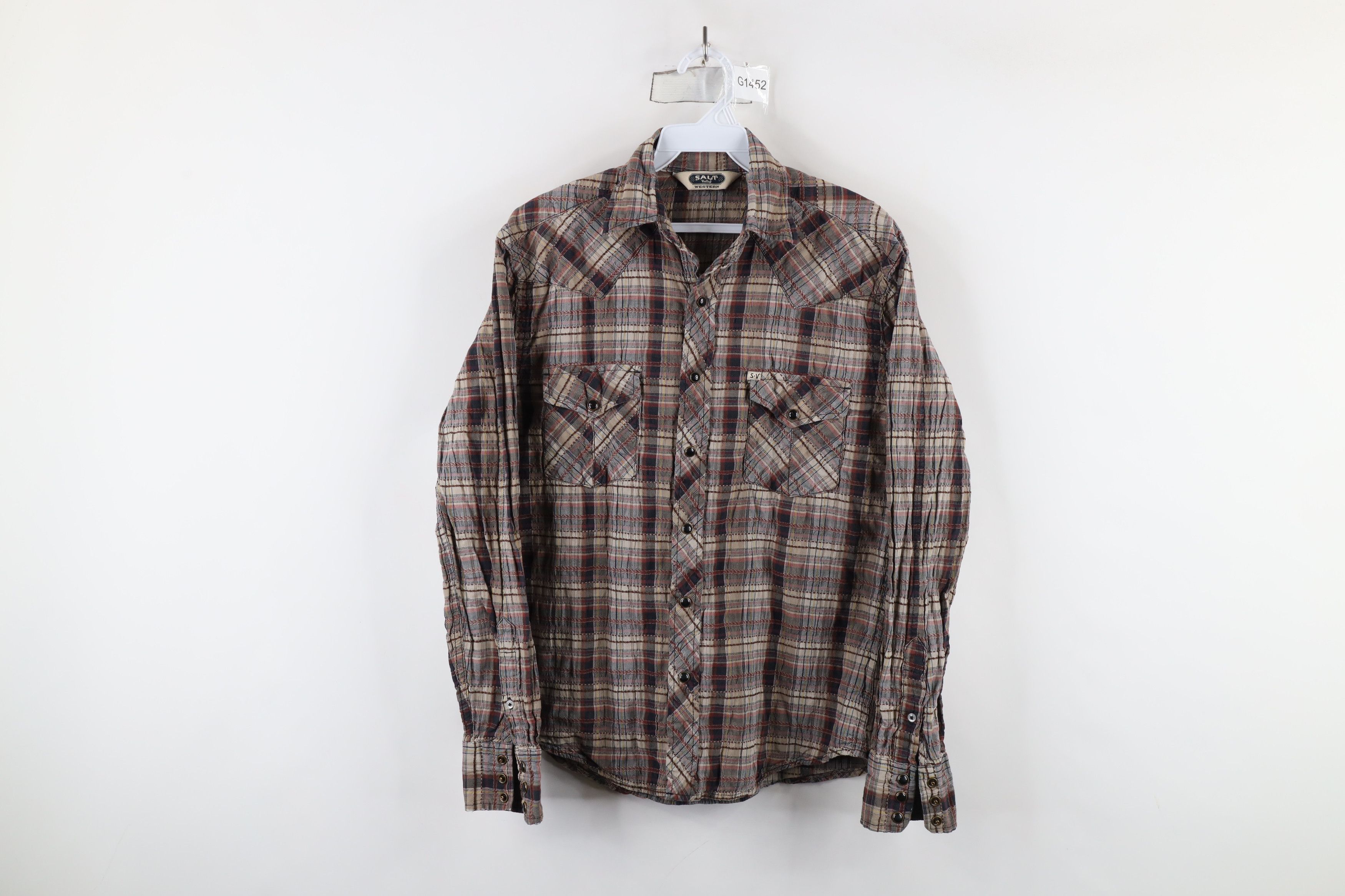 Salt Valley × Vintage Salt Valley Western Cowboy Snap Button Collared Shirt Plaid Size US XS / EU 42 / 0 - 1 Thumbnail
