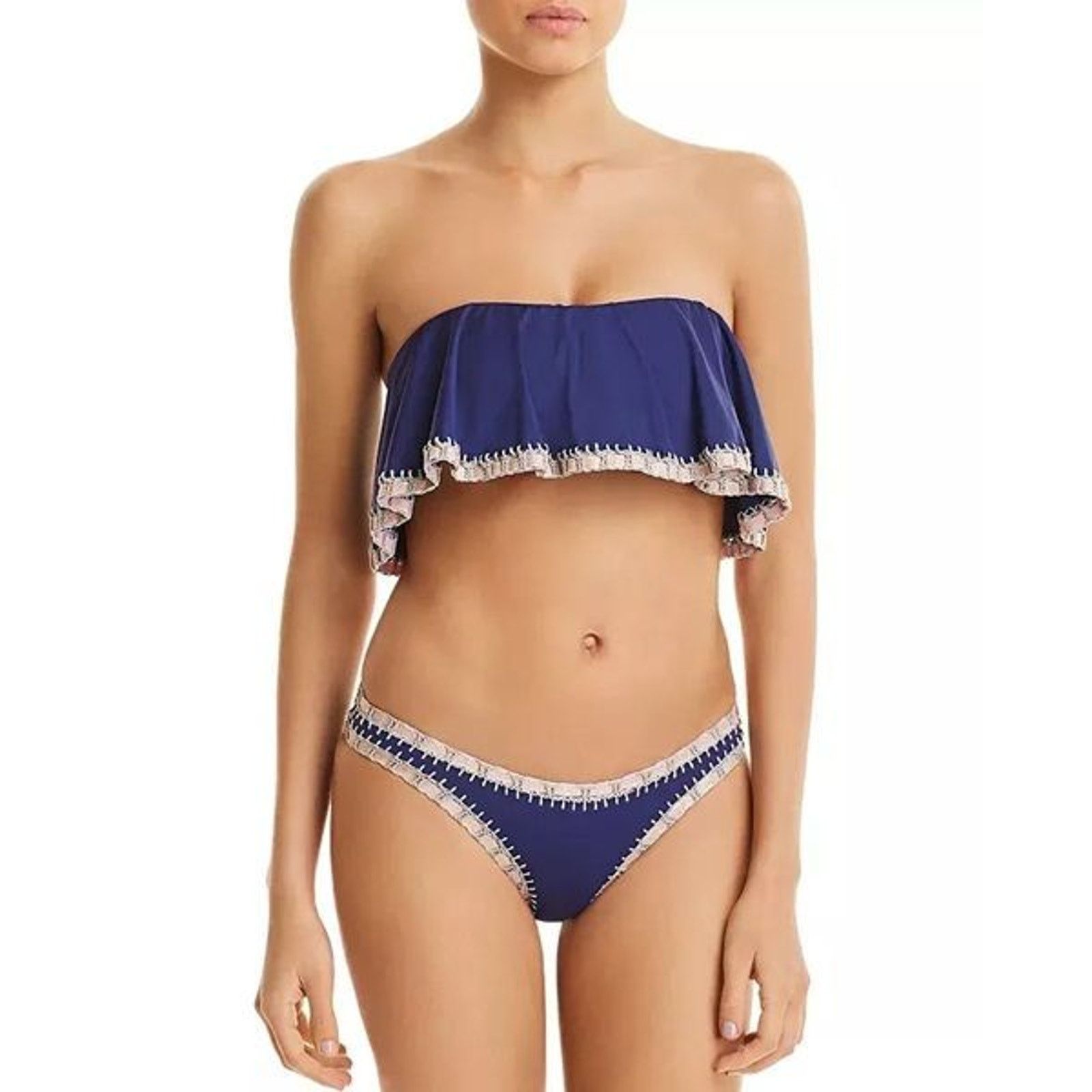 Other NWT PQ Swim Platinum Crochet Trim Flutter Bikini Top Size M Size M / US 6-8 / IT 42-44 - 1 Thumbnail