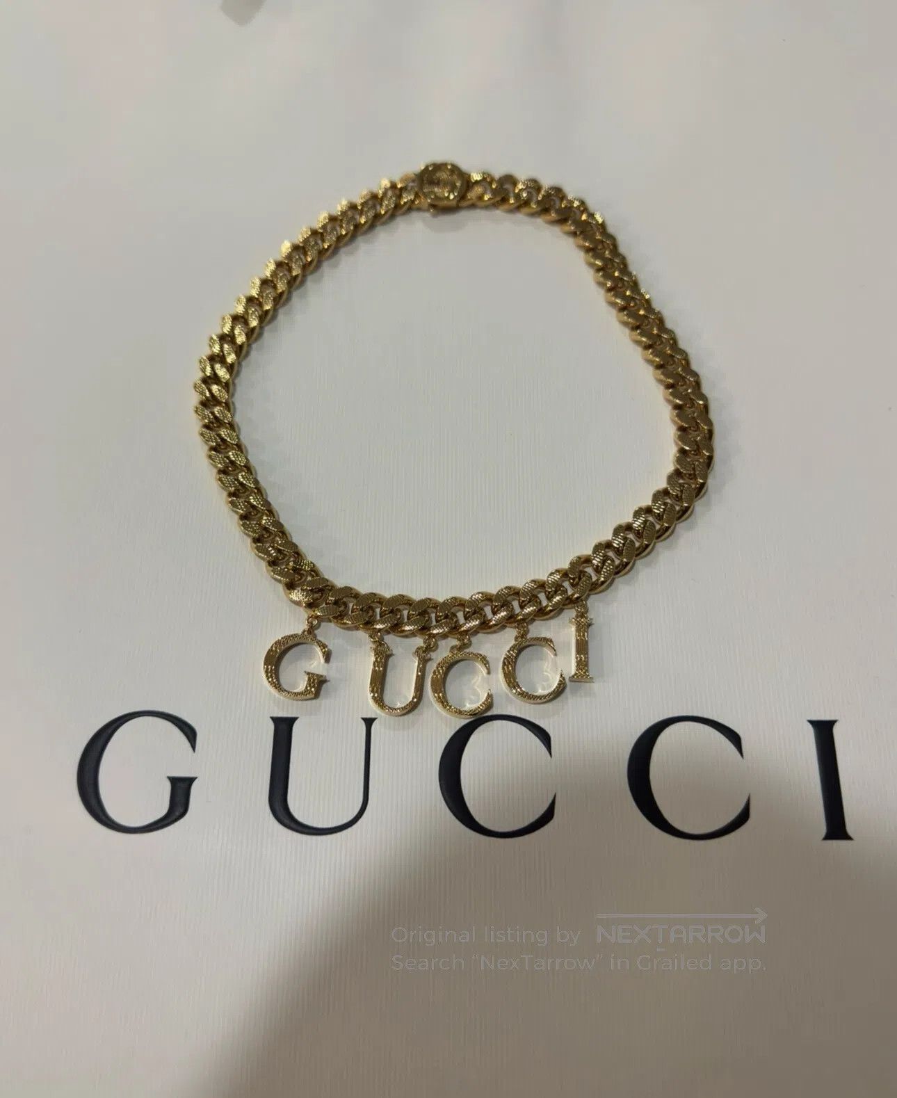 Gucci Guicci Gold Letter Logo Necklace| Size ONE SIZE - 1 Thumbnail