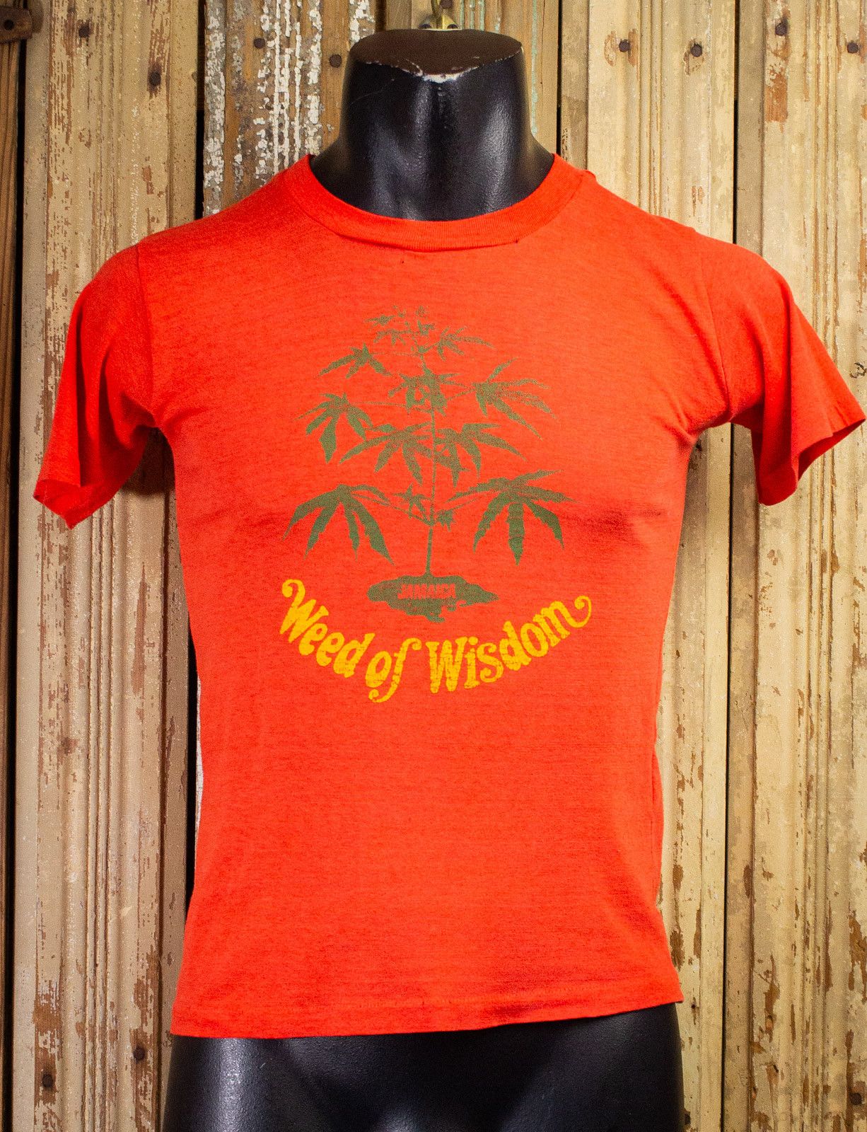 image of Band Tees x Vintage Weed Of Wisdom Graphic T Shirt 70's in Orange, Men's (Size XS)