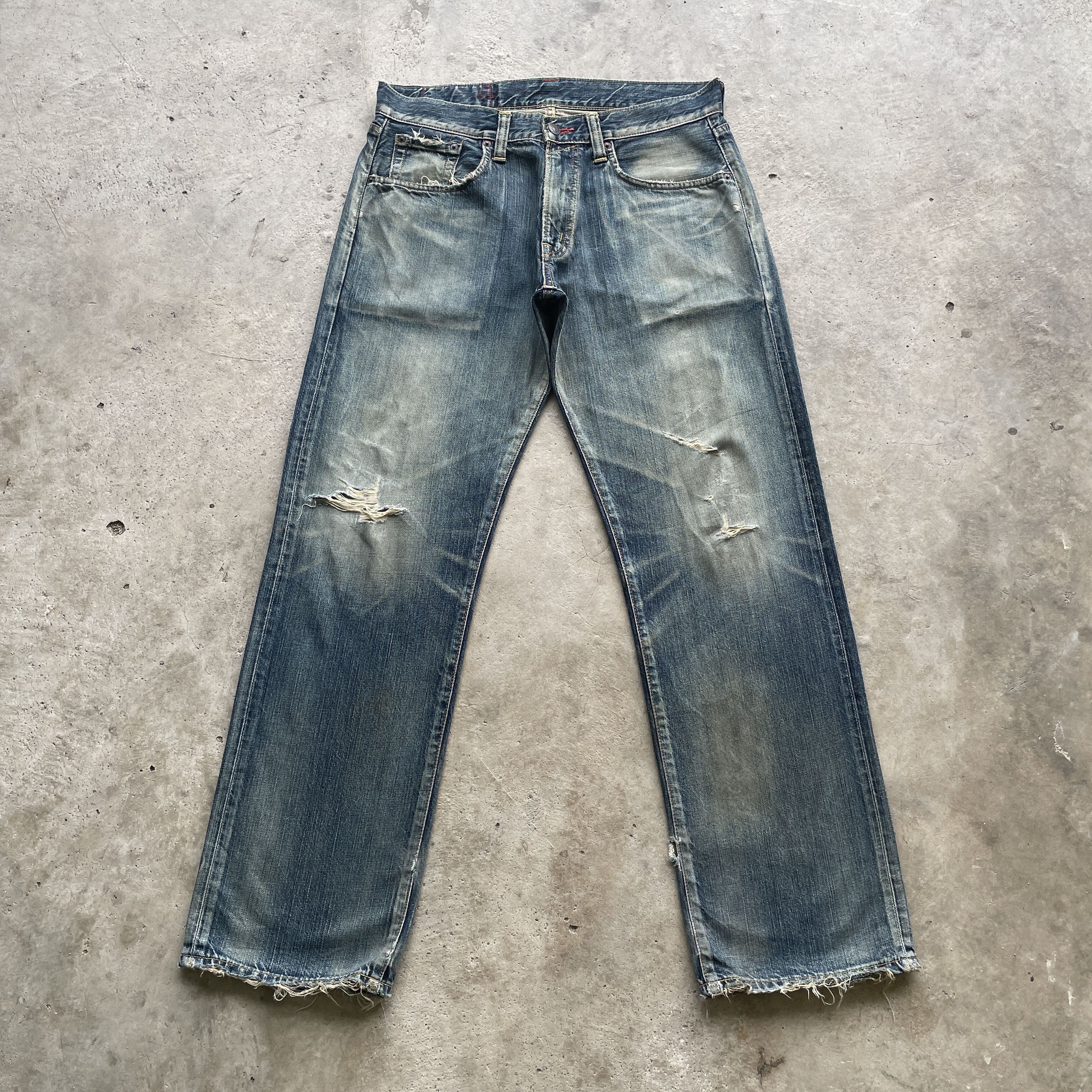 Japanese Brand W34 VINTAGE EDWIN 504 MUDWASH FADED DISTRESSED JEANS PANTS Size US 34 / EU 50 - 2 Thumbnail