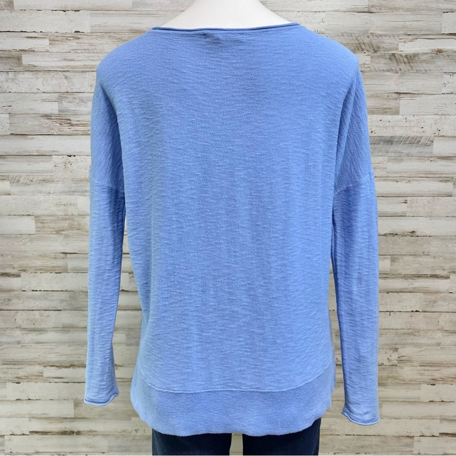Vince Vince Slub Knit High Low Cotton Top Sz XS Blue Dolman Sleeve Size XS / US 0-2 / IT 36-38 - 10 Thumbnail