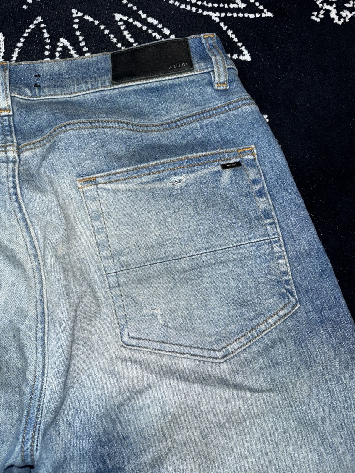 Amiri AMIRI BLUE DISTRESSED TRASHED JEANS Size US 31 - 12 Thumbnail
