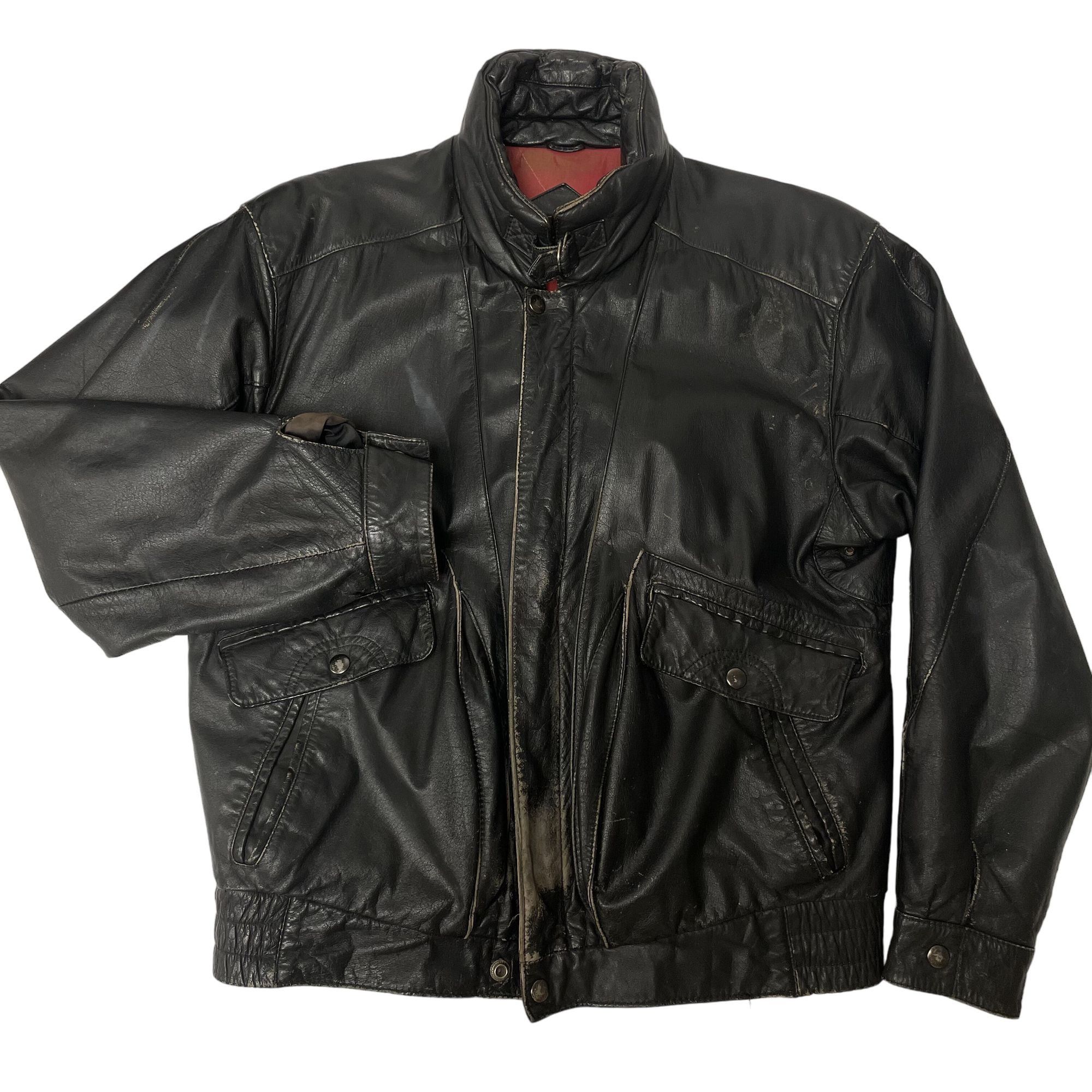 Other Vtg Poreha DISTRESSED Black Leather Street Racer Jacket Size US S / EU 44-46 / 1 - 12 Thumbnail