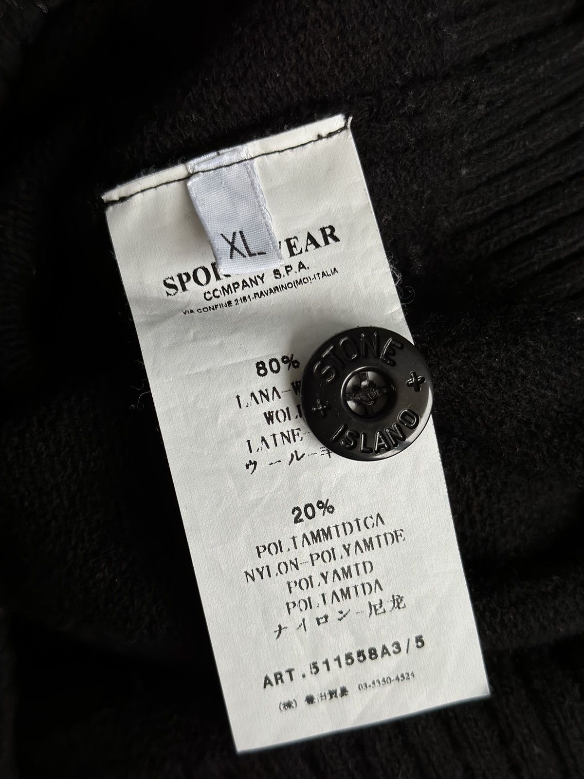 Stone Island Stone Island Black Half Lambswool Jumper Size US XL / EU 56 / 4 - 11 Thumbnail