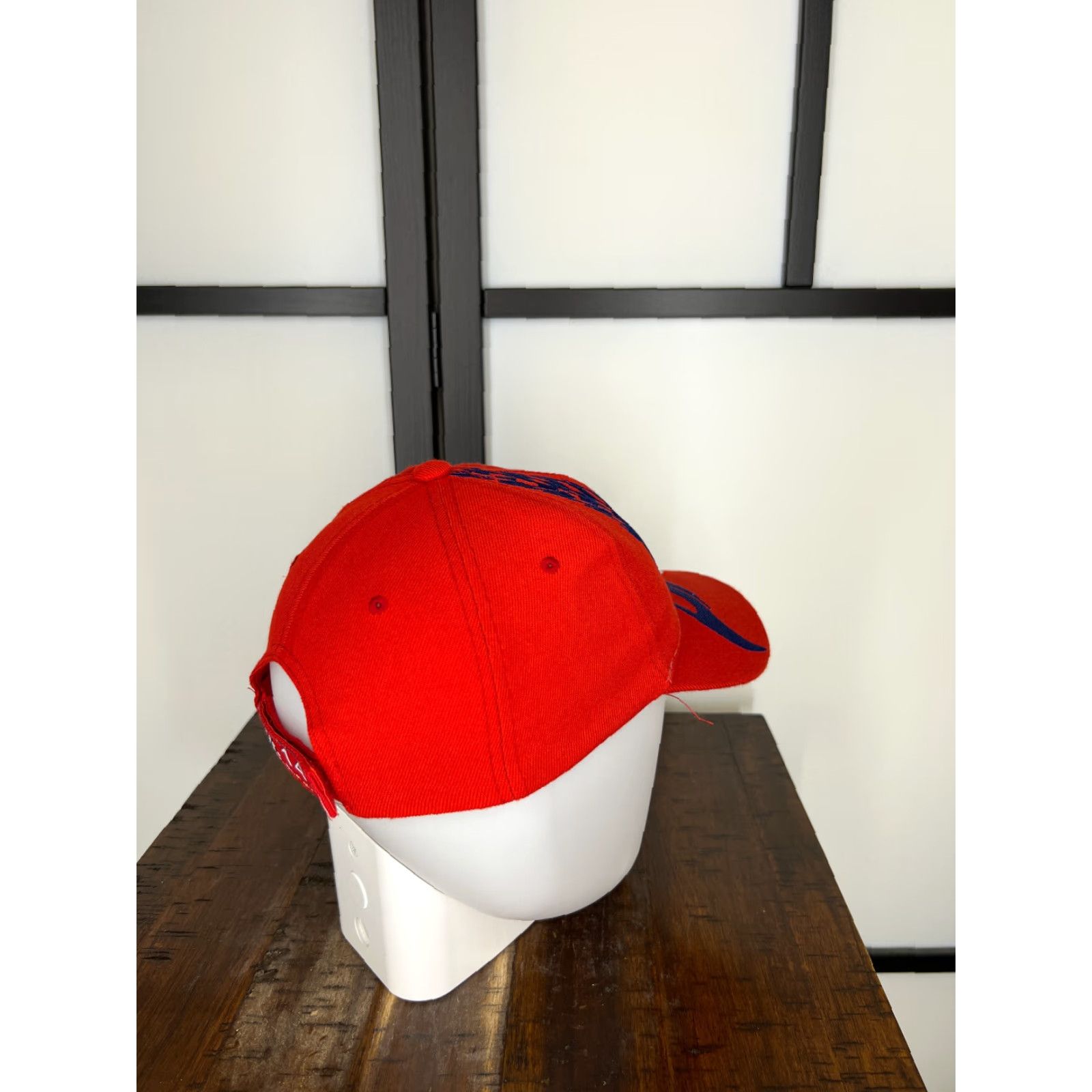 Vintage RACING Hat Cap One Size Red Adjustable USA 100% Acrylic Y & W Headwear Baseball Cap Mens Man Adjustable Strap Back Cars Theme 90s Event Racing Size ONE SIZE - 5 Thumbnail