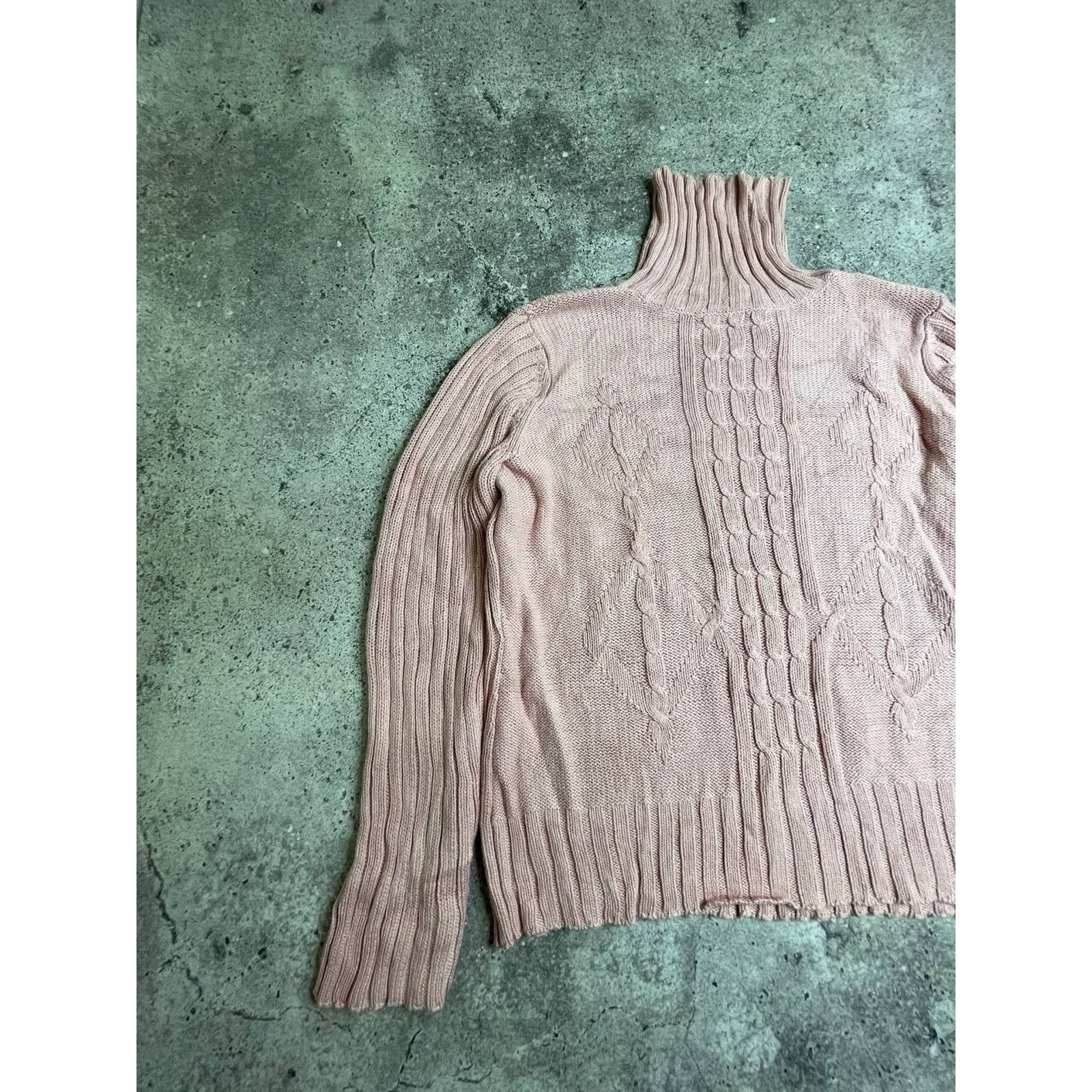 Vintage Vintage Villager Pink Turtleneck Cable Knit Sweater Size L Size M / US 6-8 / IT 42-44 - 2 Thumbnail