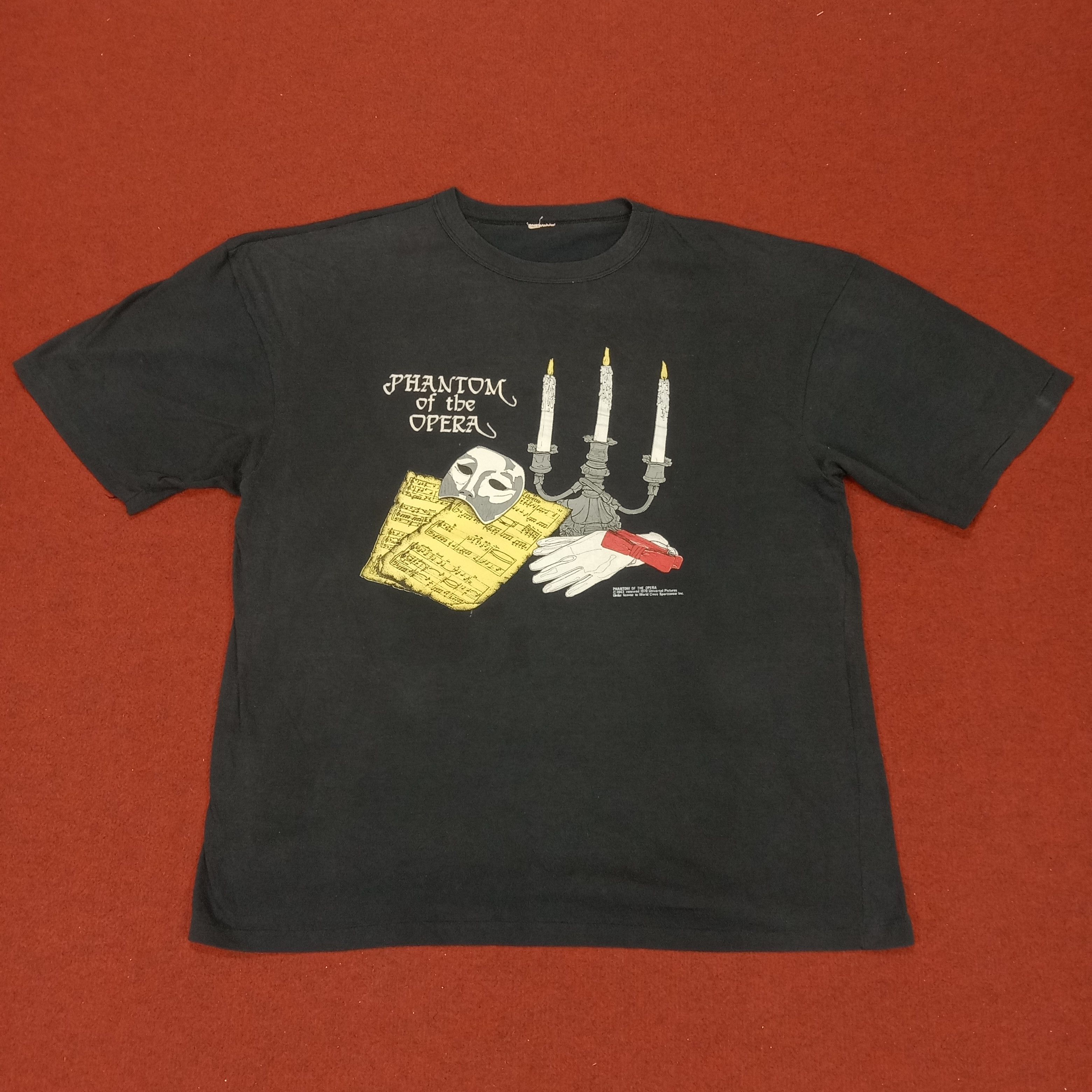 image of Movie x Vintage Phantom Of The Opera Universal Pictures Vintage Tshirt in Black, Men's (Size Large)
