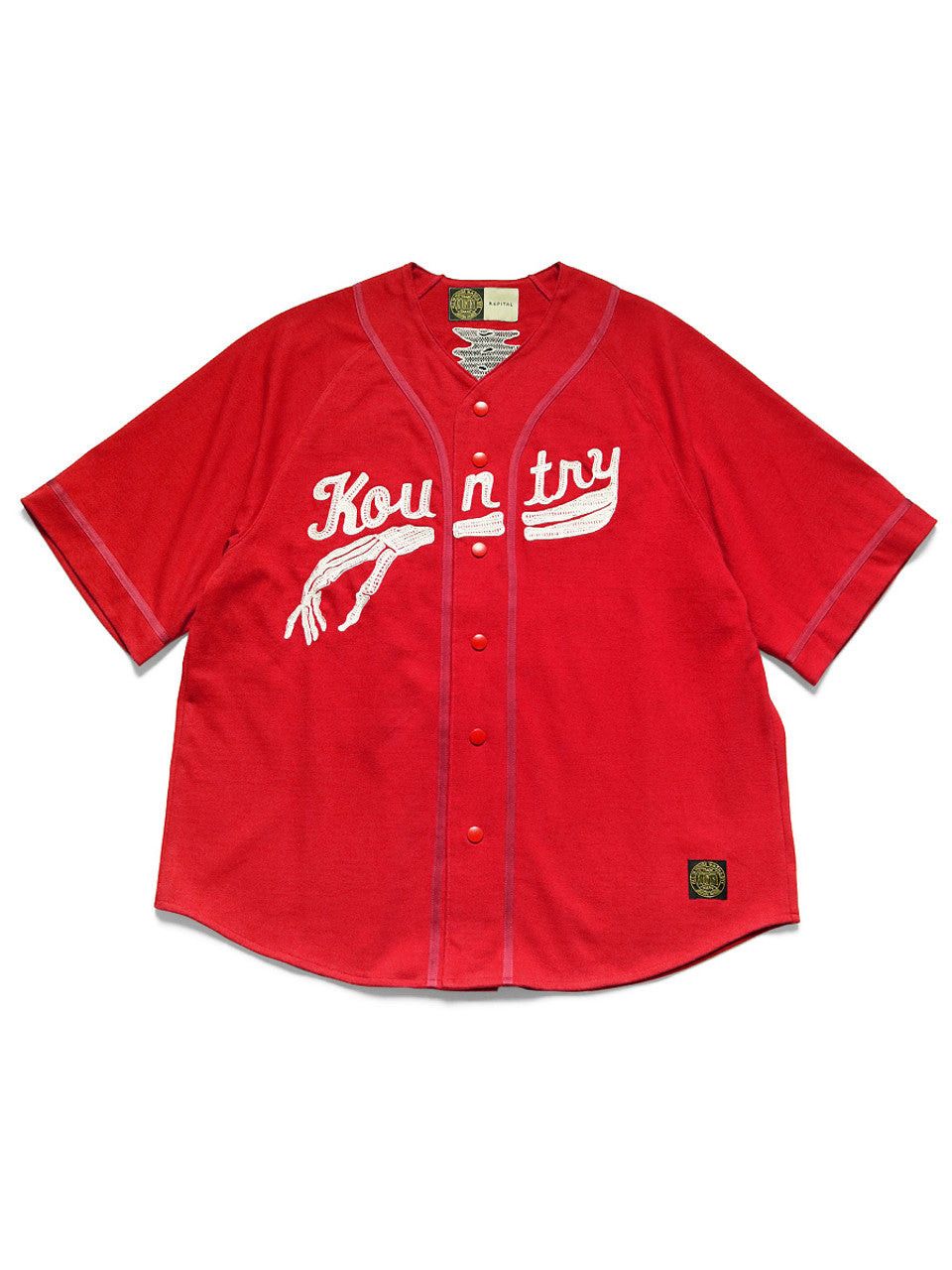 Kapital × Kapital Kountry BELOW RETAIL! Kapital 16/- Densed Jersey Baseball Shirt Red Size US L / EU 52-54 / 3 - 1 Thumbnail