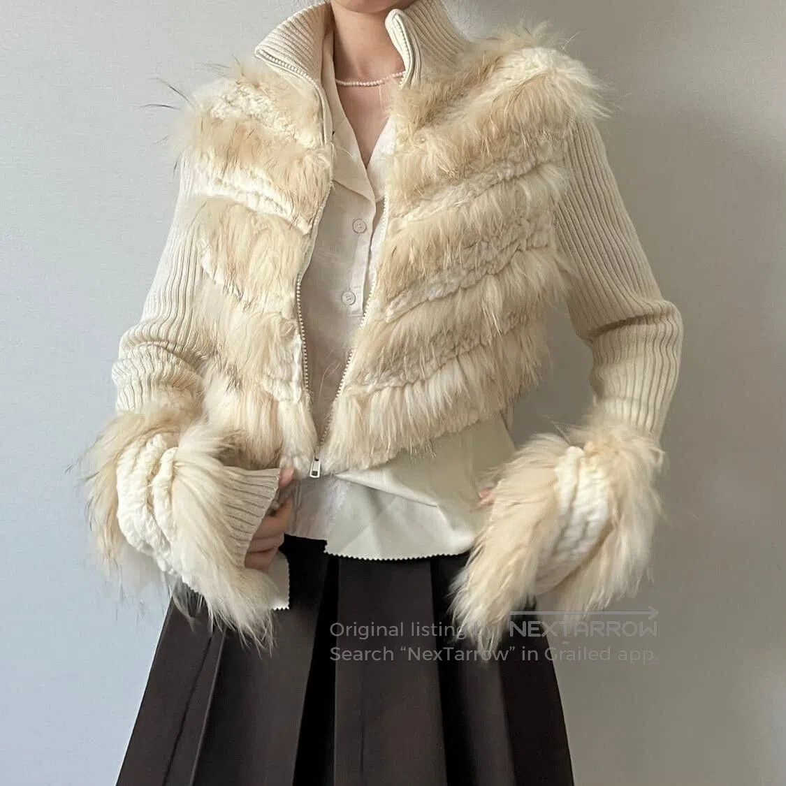 Vintage Vintage Knit Jacket with Fur Trim. Size M / US 6-8 / IT 42-44 - 2 Thumbnail