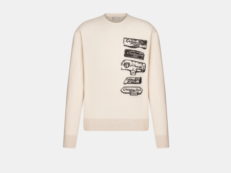 Dior o1w1db11025 513M66 Dior Archives Labels Sweater in White Size US M / EU 48-50 / 2 - 1 Thumbnail