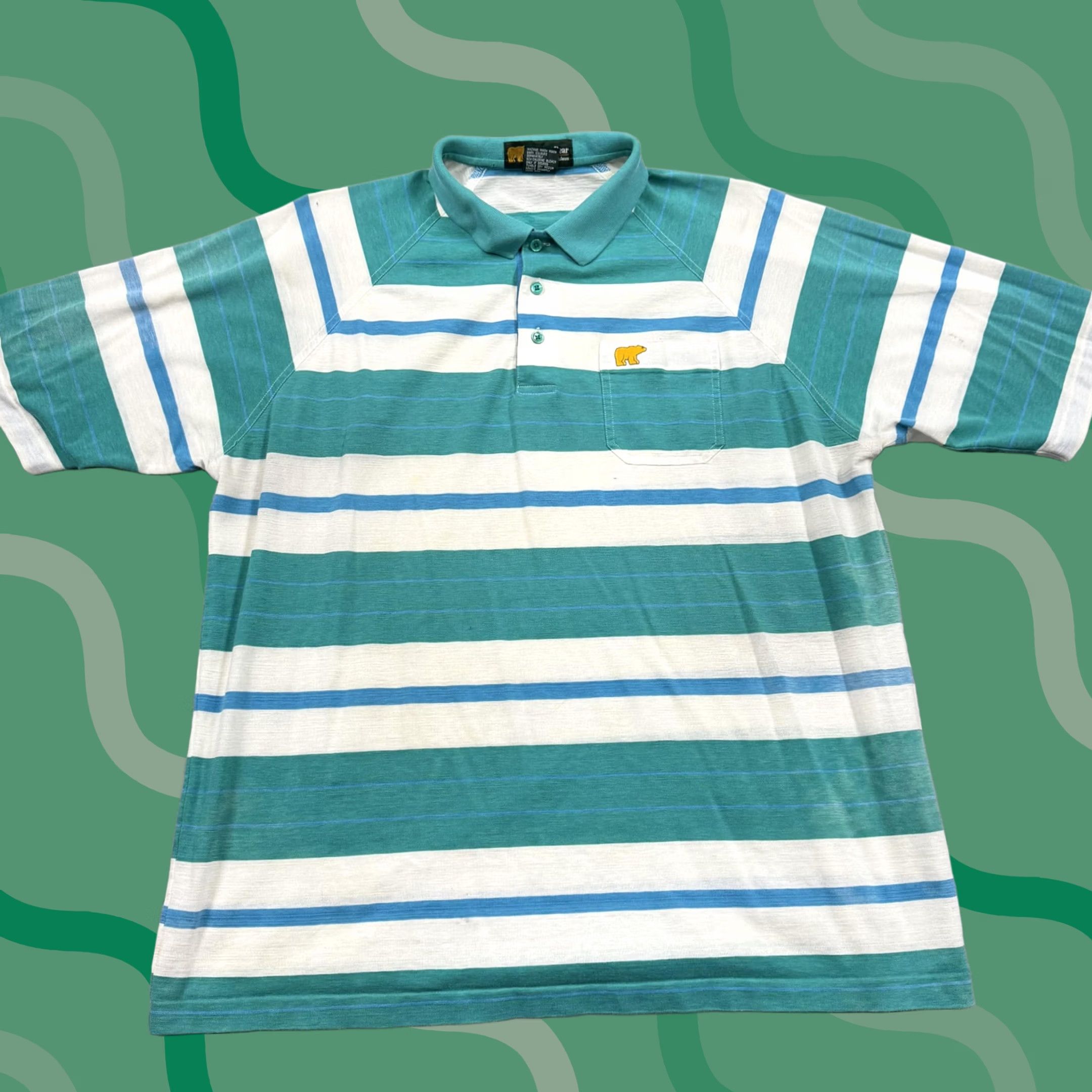 Golden Bear Golden Bear Polo Shirt Mens 3XL Green Stripe Knit Casual Golf Polo Shirt Mens 3XL Green Striped Polo Shirt Size US XXL / EU 58 / 5 - 1 Thumbnail