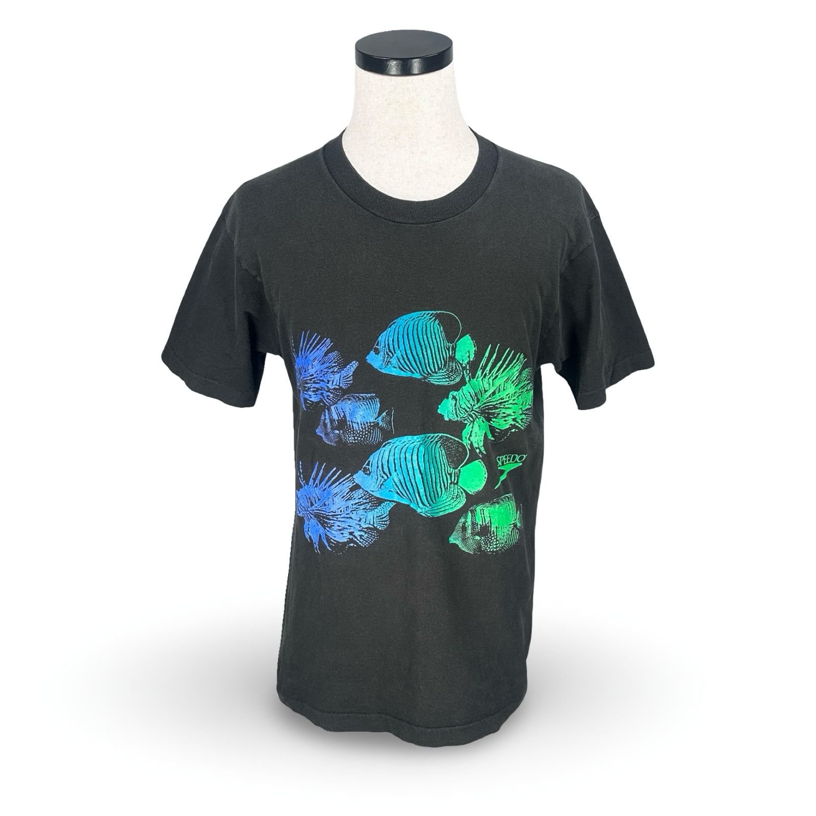 Speedo Vintage Speedo T-Shirt Neon Tropical Fish Men’s M Black USA Size US M / EU 48-50 / 2 - 1 Thumbnail