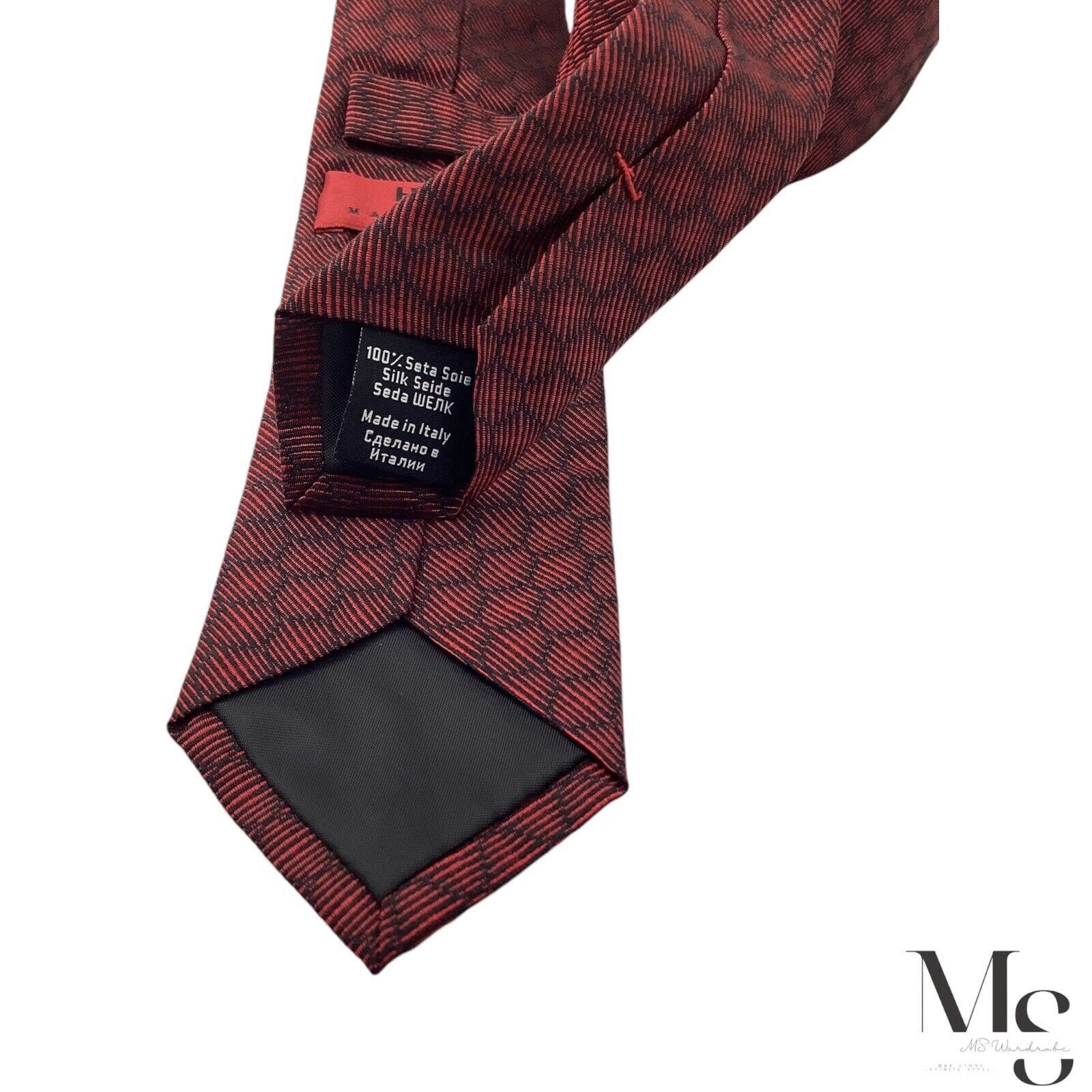 Hugo Boss BOSS HUGO BOSS RED TAG Red Geometric Silk Tie Made In Italy Size ONE SIZE - 5 Thumbnail