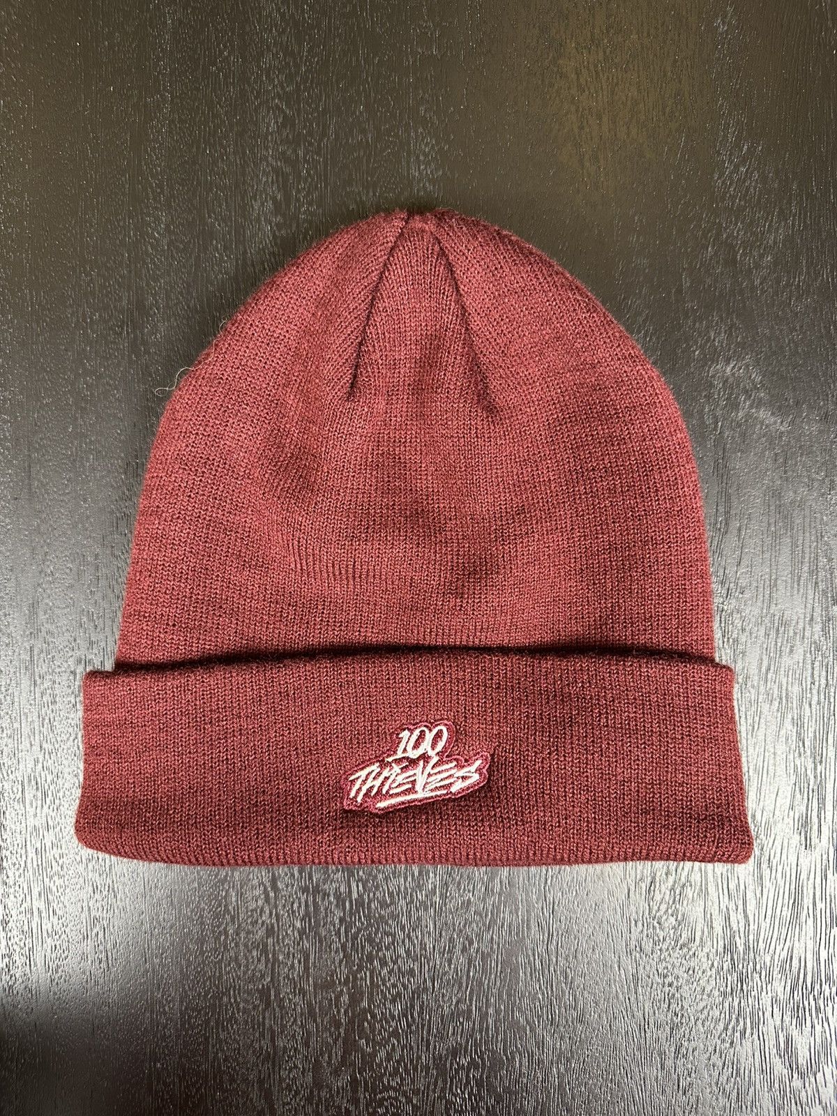100 Thieves 100 Thieves Script Logo Beanie — Maroon (OS) Size ONE SIZE - 1 Thumbnail
