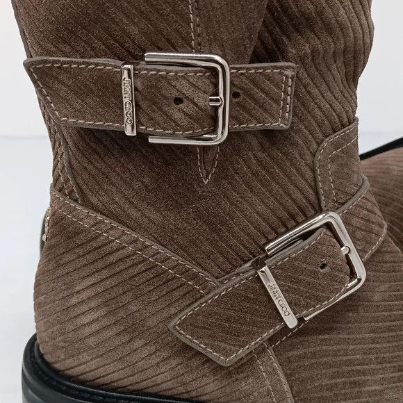 Jimmy Choo Jimmy Choo Youth II Corduroy Clay Suede Moto Boots - EU36.5 Size US 6.5 / IT 36.5 - 9 Thumbnail