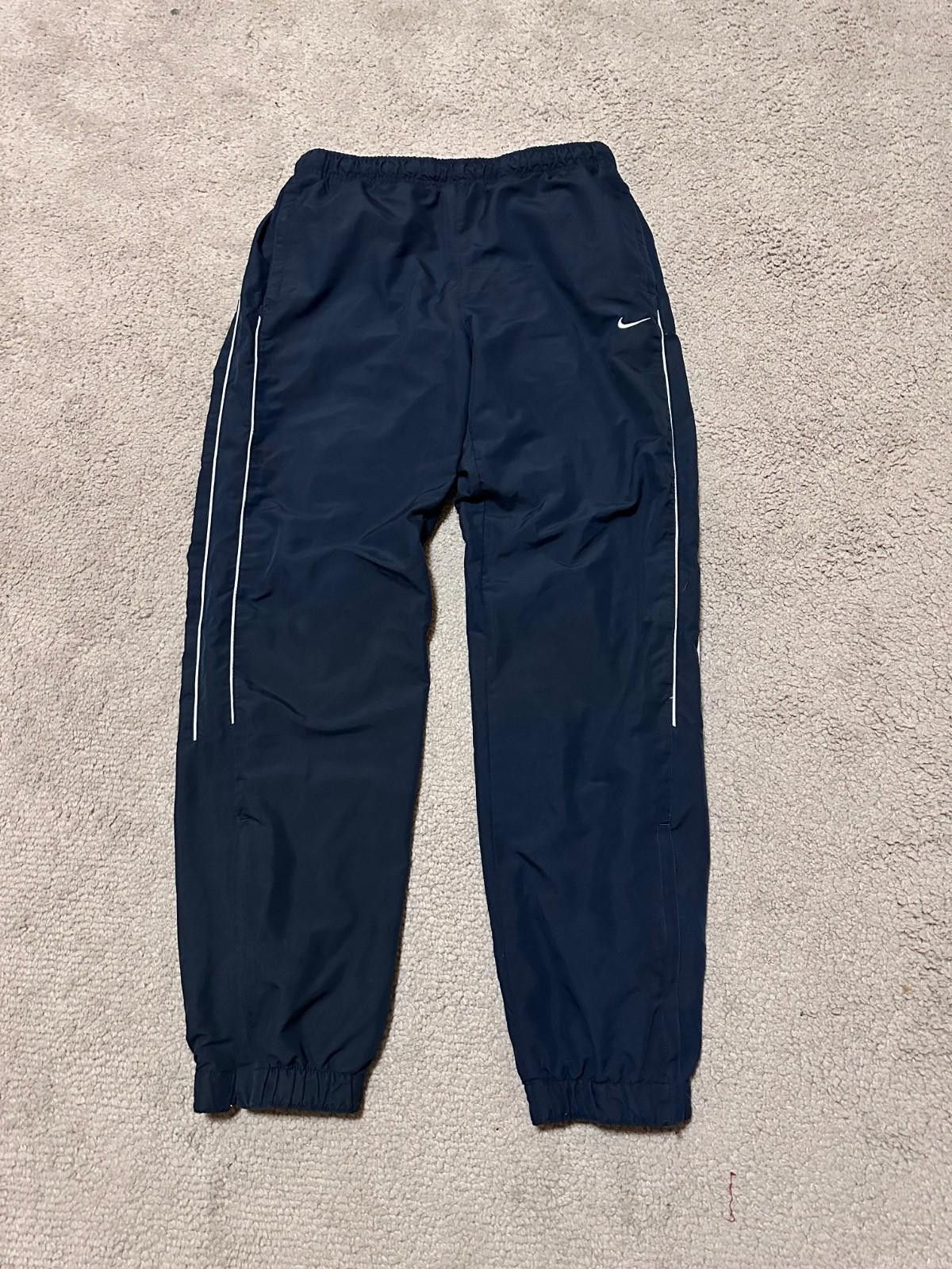 Nike Vintage Nike Nylon Blue Drill Swoosh 00s Y2K Track Pants M Size US 32 / EU 48 - 1 Thumbnail