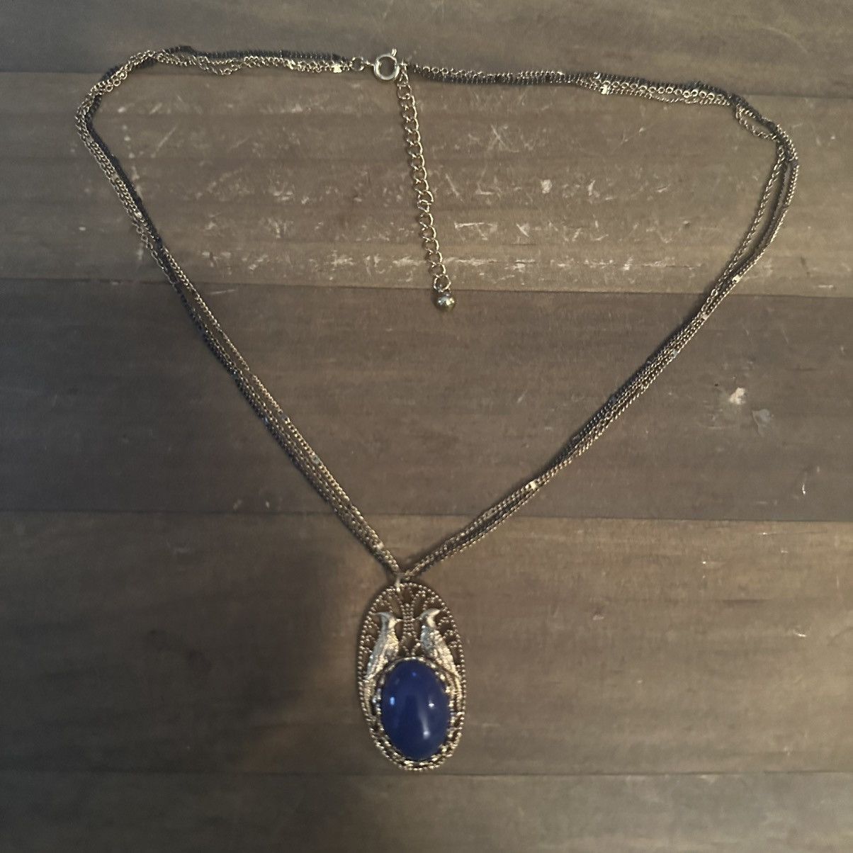 Vintage Vintage multi strand oval filigree peacock cabochon necklace Size ONE SIZE - 2 Thumbnail