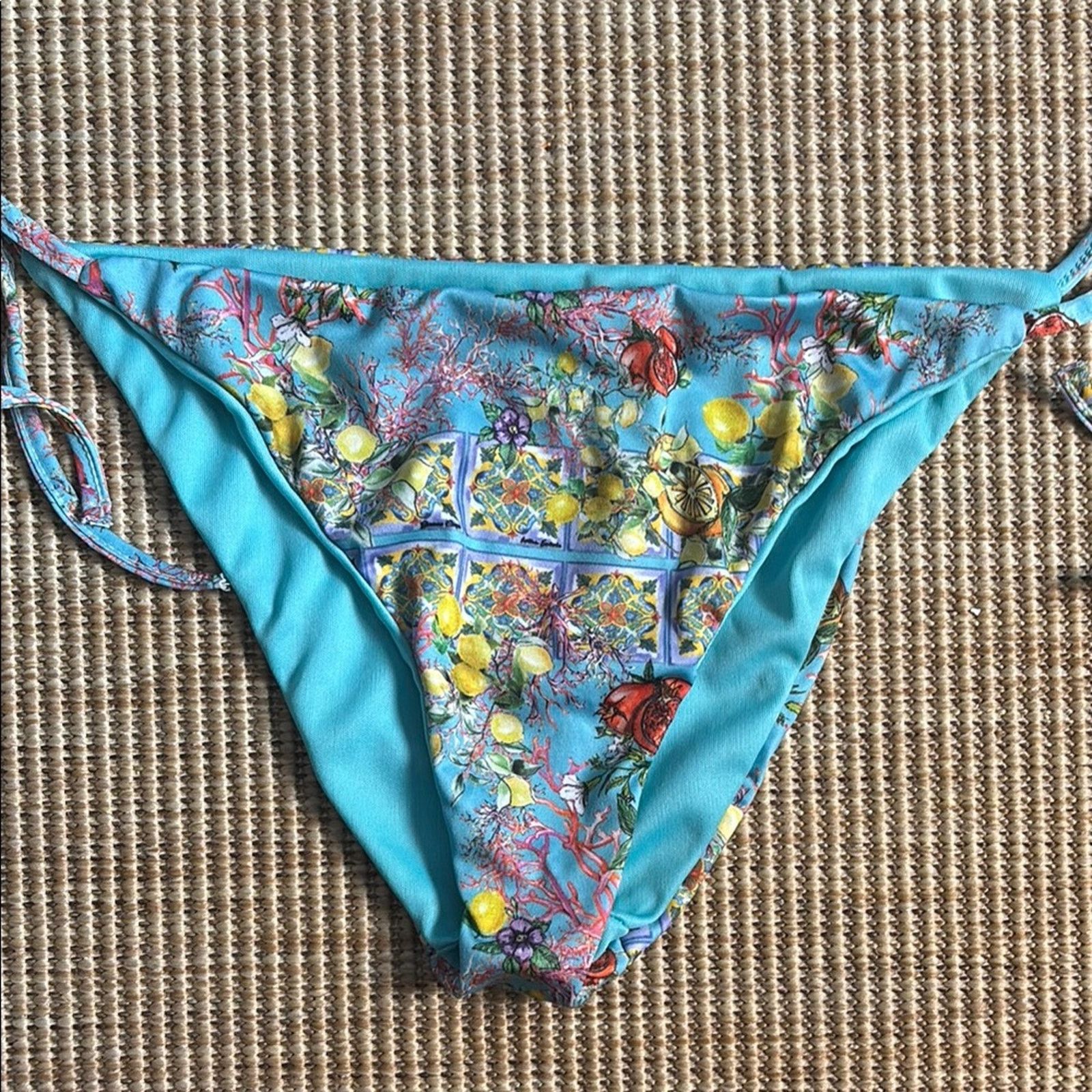 Other NWT Antica Sartoria Positano Floral Fruits Blue Bikini Set M Size ONE SIZE - 3 Thumbnail