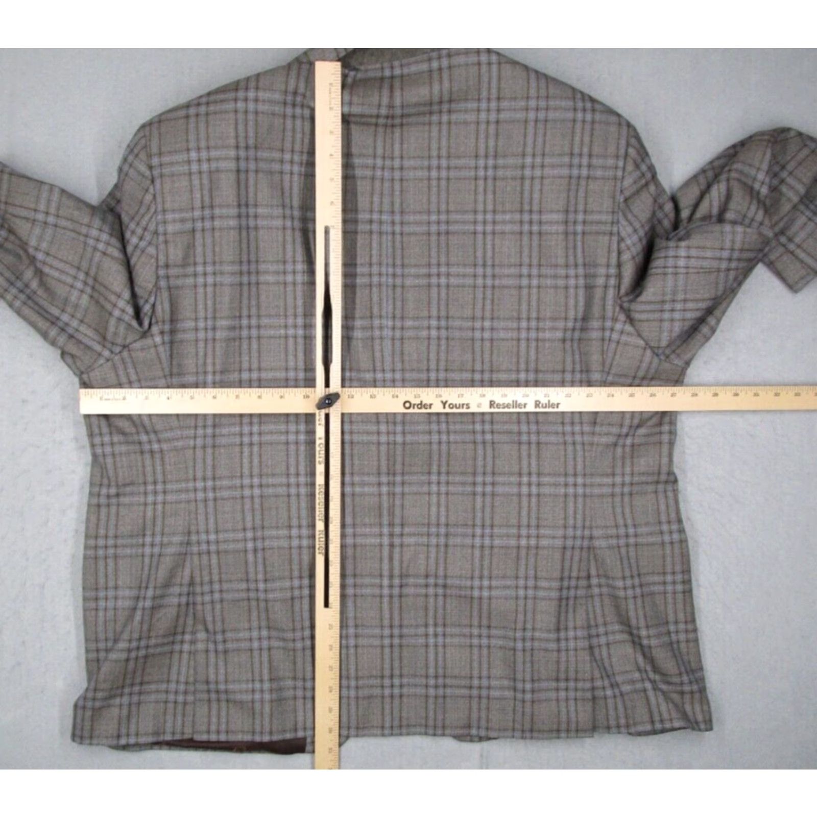 Ralph Lauren Ralph Lauren Blazer Mens 52 Regular Gray Windowpane 2-Button Wool Blend Size 52R - 7 Thumbnail