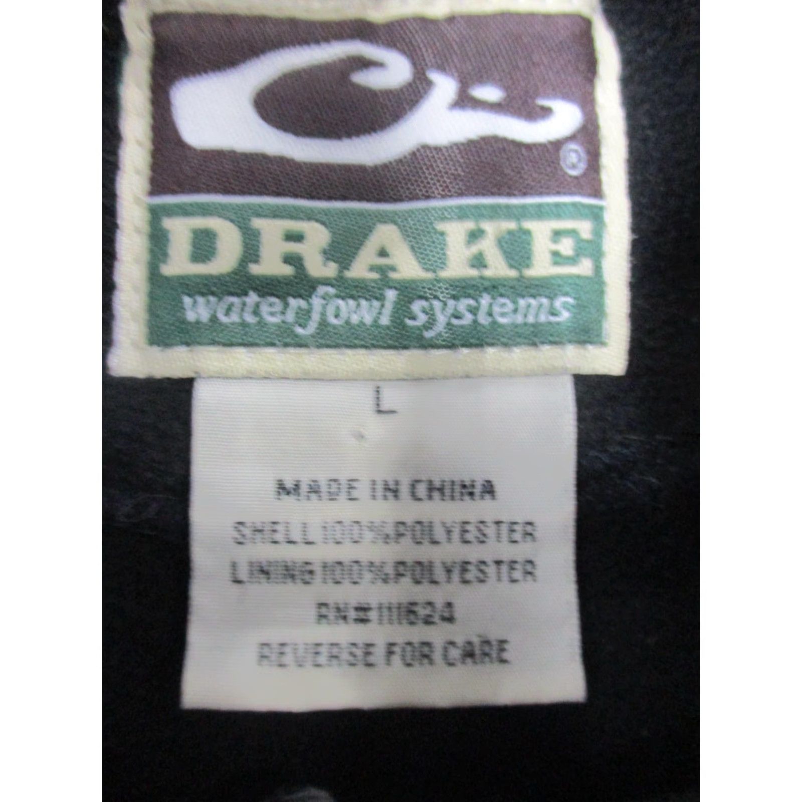 Vintage Drake Vest Mens Large Black Fleece Full Zip Hunting Pockets Outdoor Magnattach Pockets Zip Front Stand-Up Collar Quilted Polyester Lining Black Solid Size US L / EU 52-54 / 3 - 4 Thumbnail
