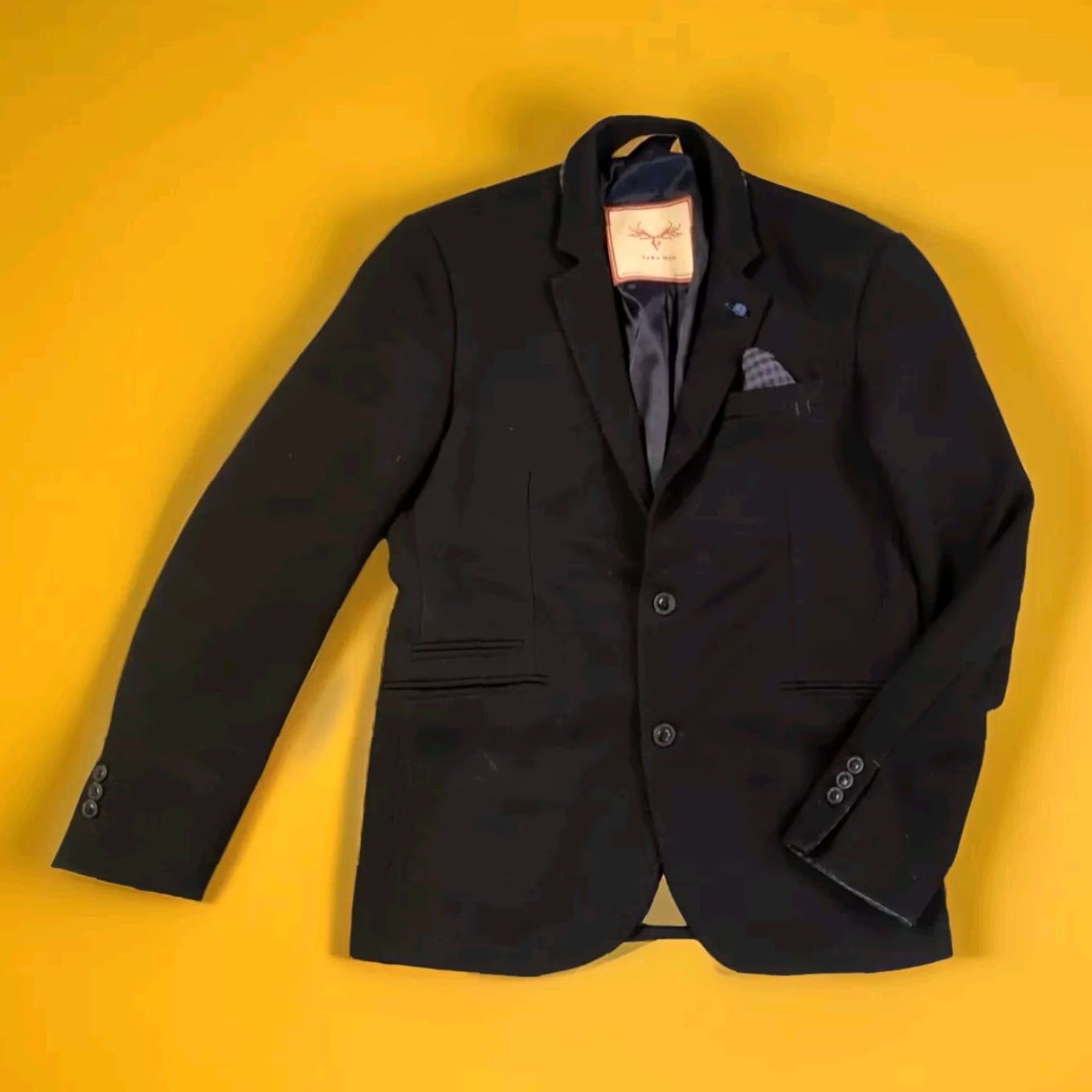 Zara Zara Blazer Mens 42 Jacket Black Tuxedo Dress Casual Pocket Square Size 42R - 3 Thumbnail