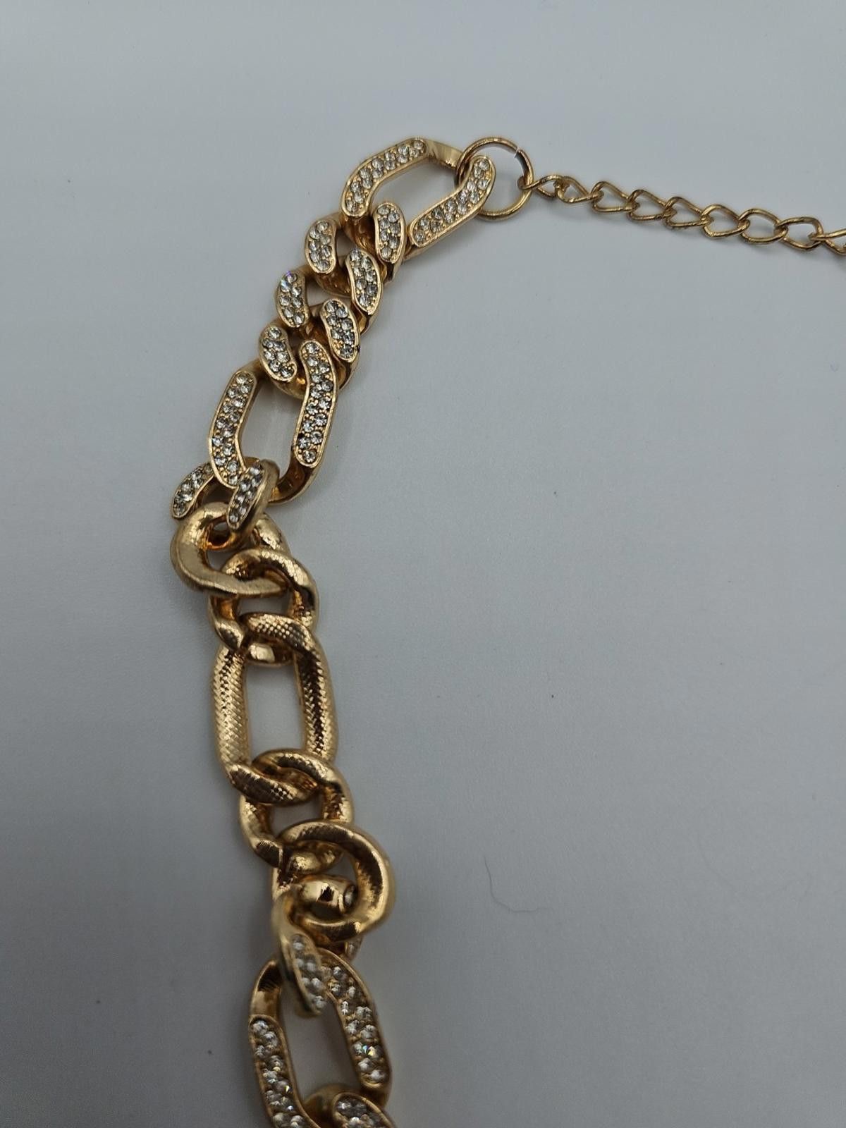 The Unbranded Brand Textured chain necklace with clear rhinestone inlay pave 16" Size ONE SIZE - 2 Thumbnail
