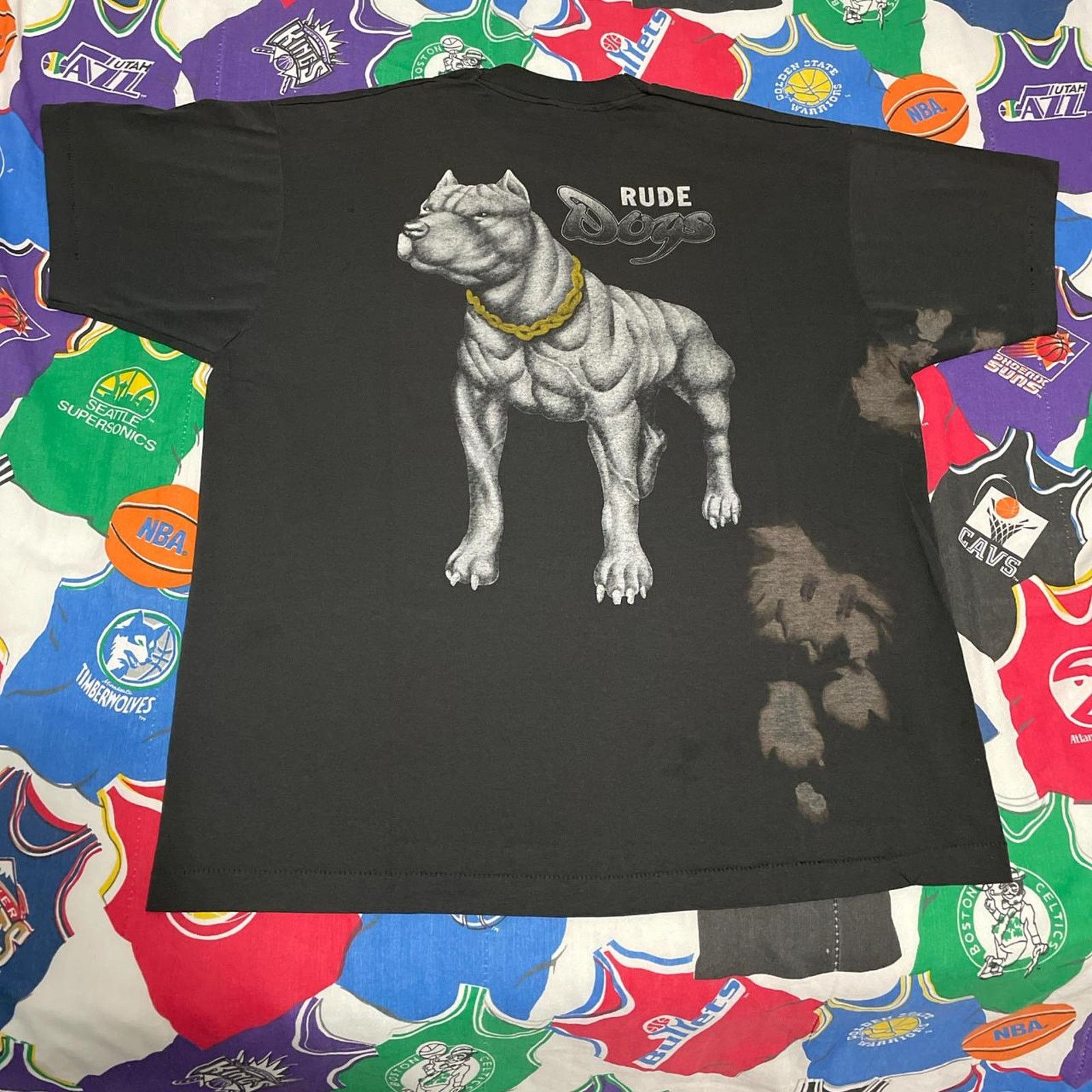 Vintage Vintage 90s Rude Dogs California Thrashed Single Stitch Tee Size US XL / EU 56 / 4 - 1 Thumbnail