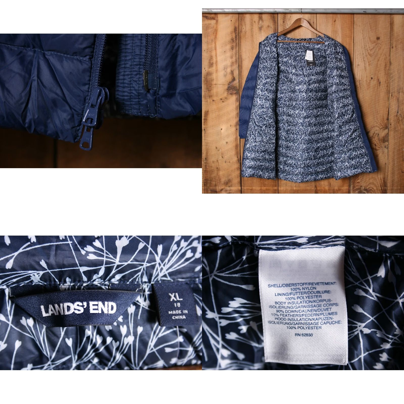 Lands' End Lands' End Wanderweight Ultralight Packable Down Coat Women's XL Blue Nylon Puffer Jacket Size XL/18 Size XL / US 12-14 / IT 48-50 - 8 Thumbnail