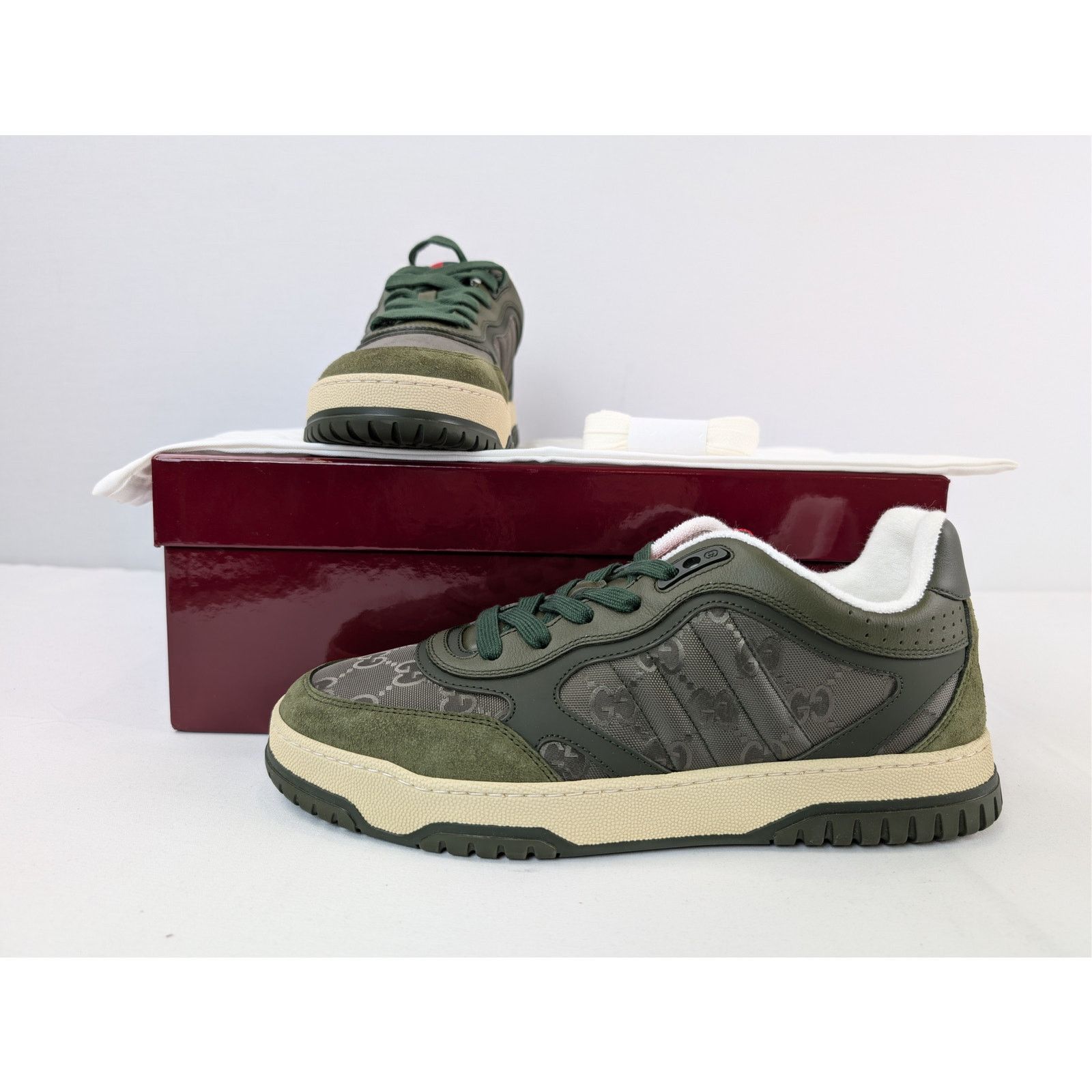 Gucci o1rshd1 GG Supreme fabric and suede Re-Web sneaker in green Size US 9 / EU 42 - 20 Thumbnail