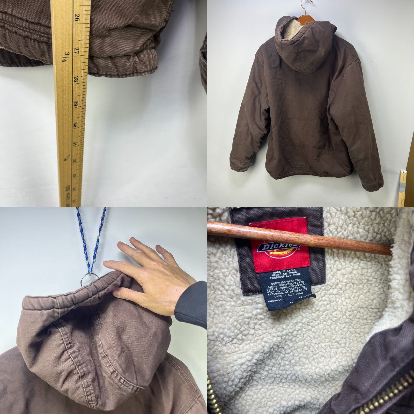 Dickies Vintage Dickies Sherpa Lined Hooded Jacket Large - Mid-Length - Brown Size US L / EU 52-54 / 3 - 8 Thumbnail