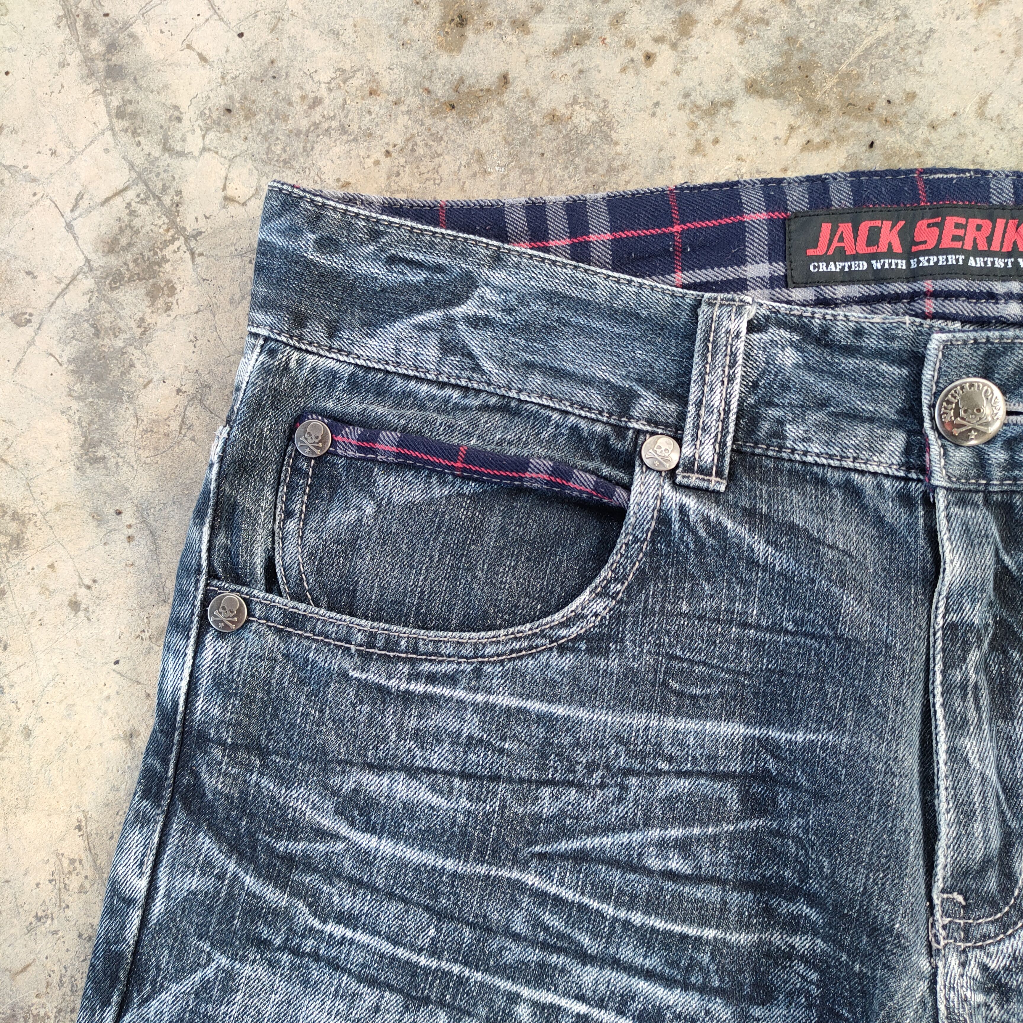 Japanese Brand × Jean × Vintage VINTAGE JACK SERIKA SKULL FADED STORM JEAN DENIM PANTS Size US 35 - 6 Thumbnail