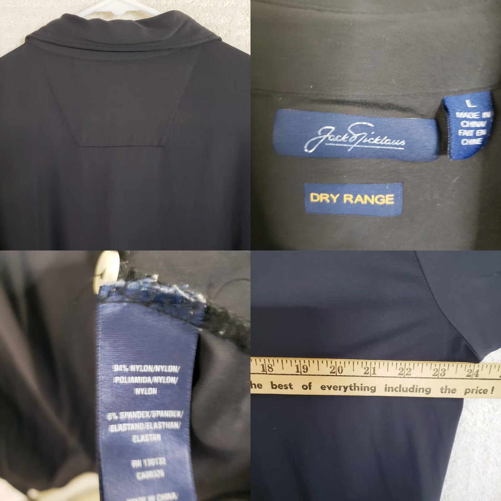 Vintage Jack Nicklaus Polo Shirt Men's L Black Short Sleeve Nylon Spandex Golf Casual Breathable Logo Shirt | Regular Fit Size US L / EU 52-54 / 3 - 8 Thumbnail