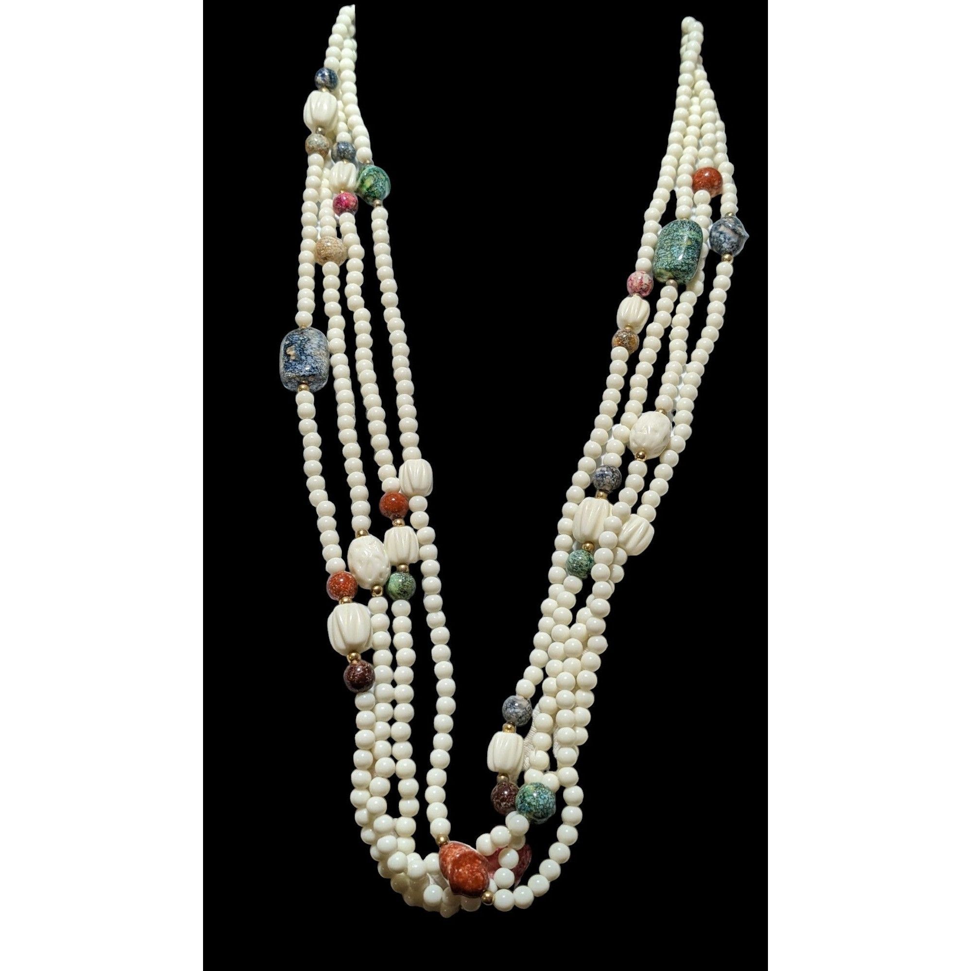 Other Vintage White And Rainbow Beaded Lucite Necklace Size ONE SIZE - 2 Thumbnail